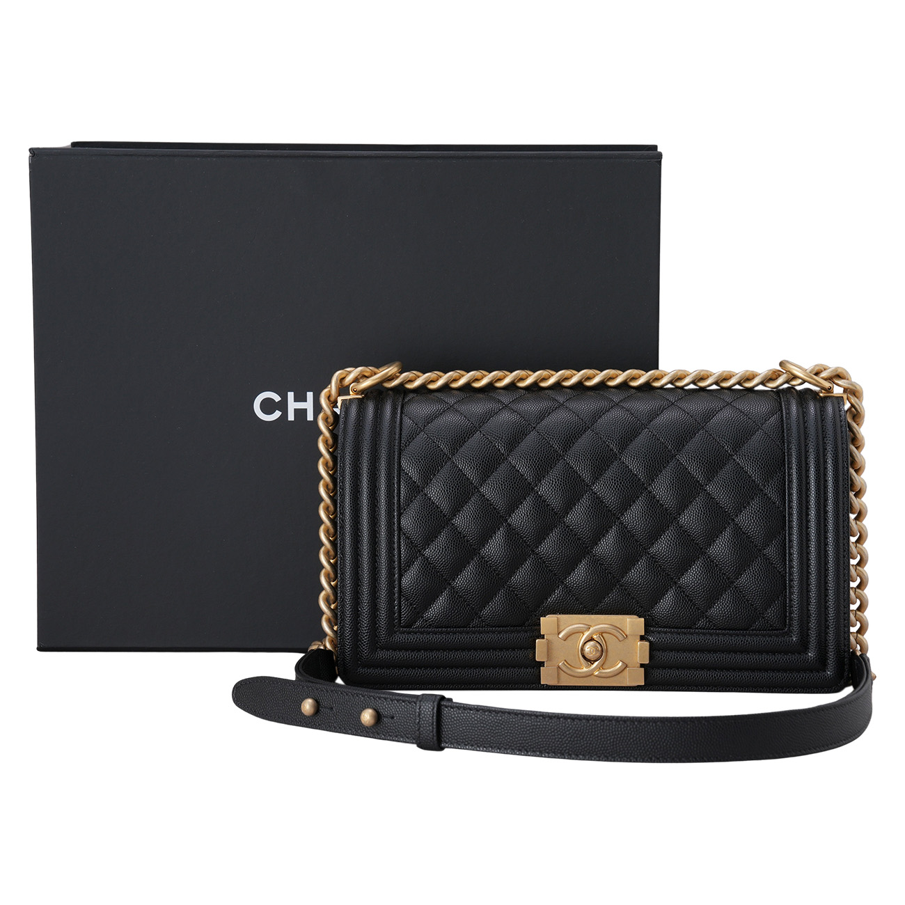 CHANEL(USED)샤넬 캐비어 보이샤넬 미디움 백