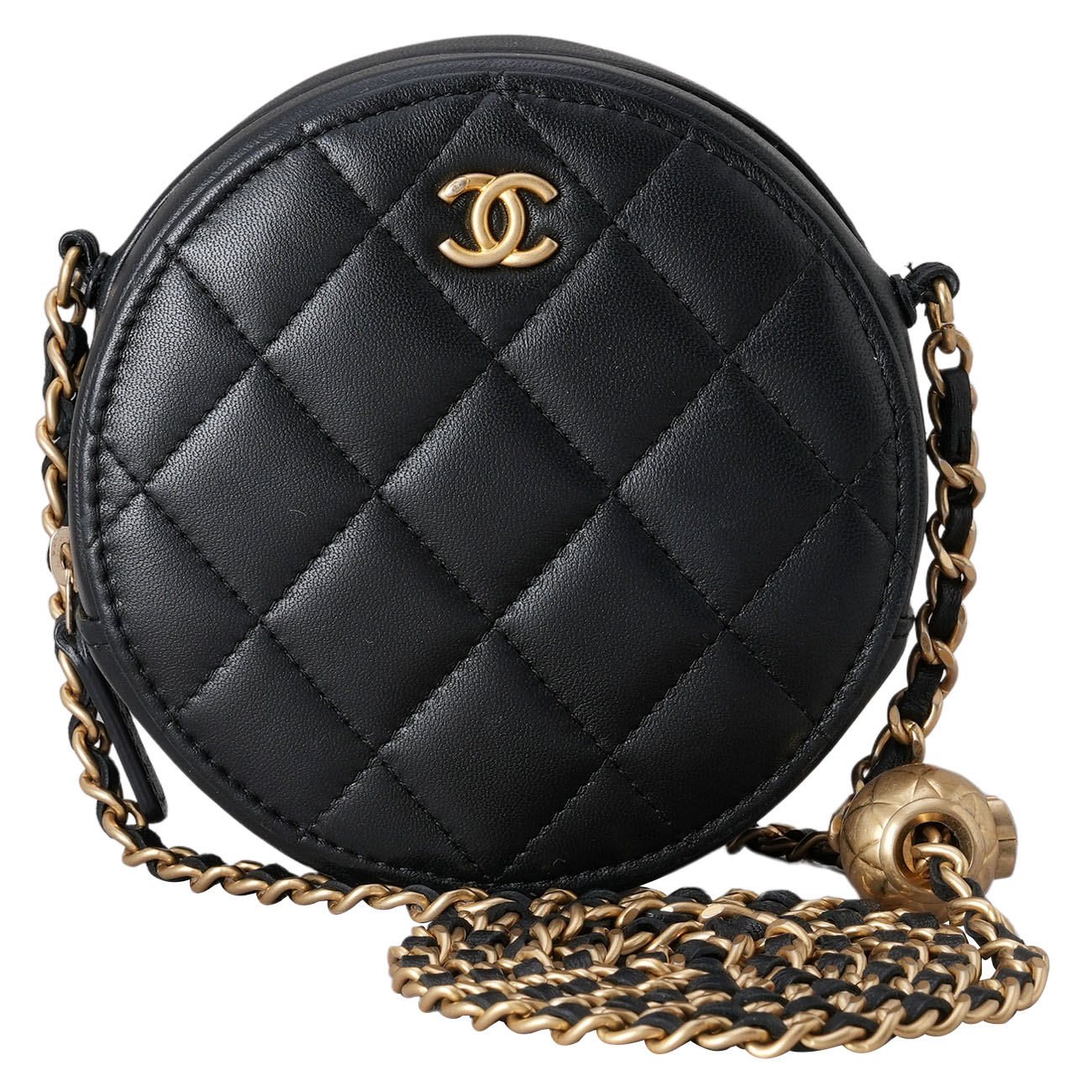 CHANEL(USED)샤넬 램스킨 라운드 골든볼 체인백