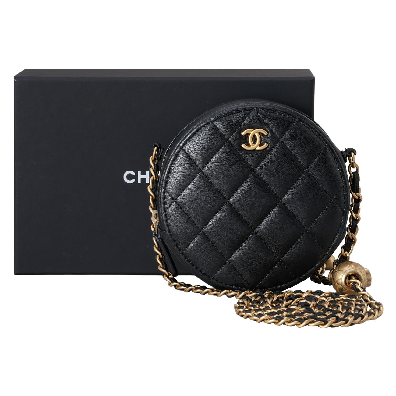 CHANEL(USED)샤넬 램스킨 라운드 골든볼 체인백