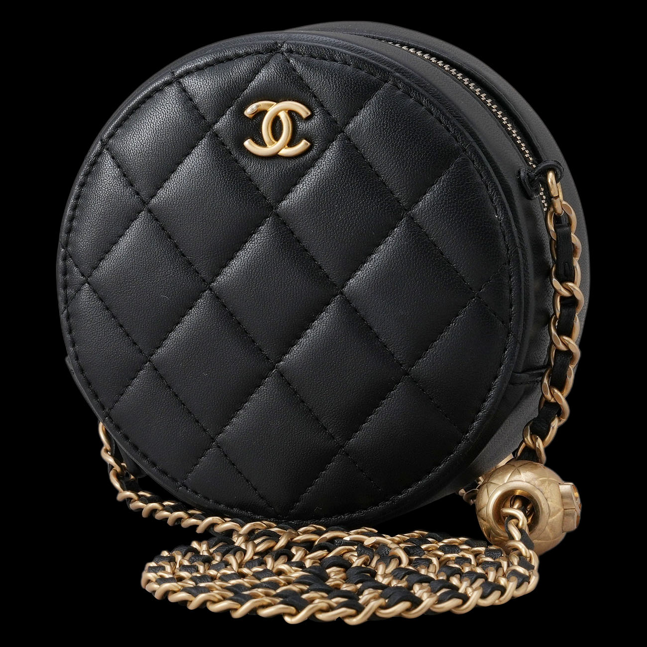 CHANEL(USED)샤넬 램스킨 라운드 골든볼 체인백