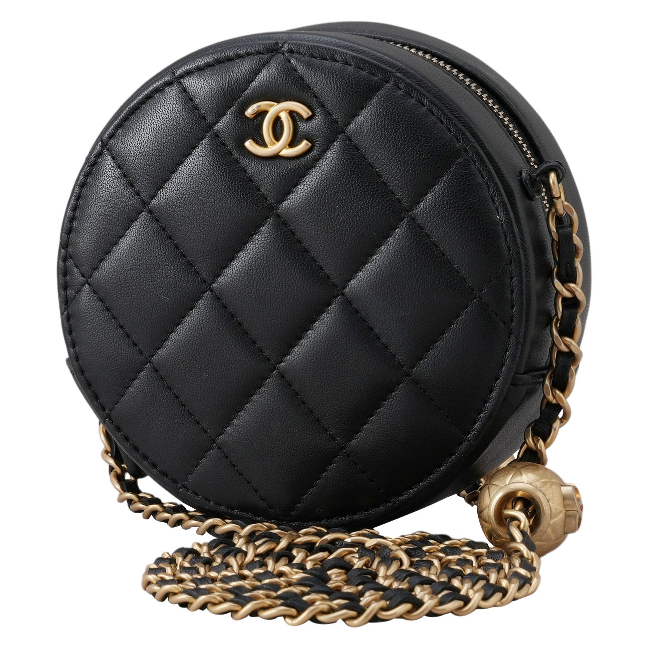 CHANEL(USED)샤넬 램스킨 라운드 골든볼 체인백