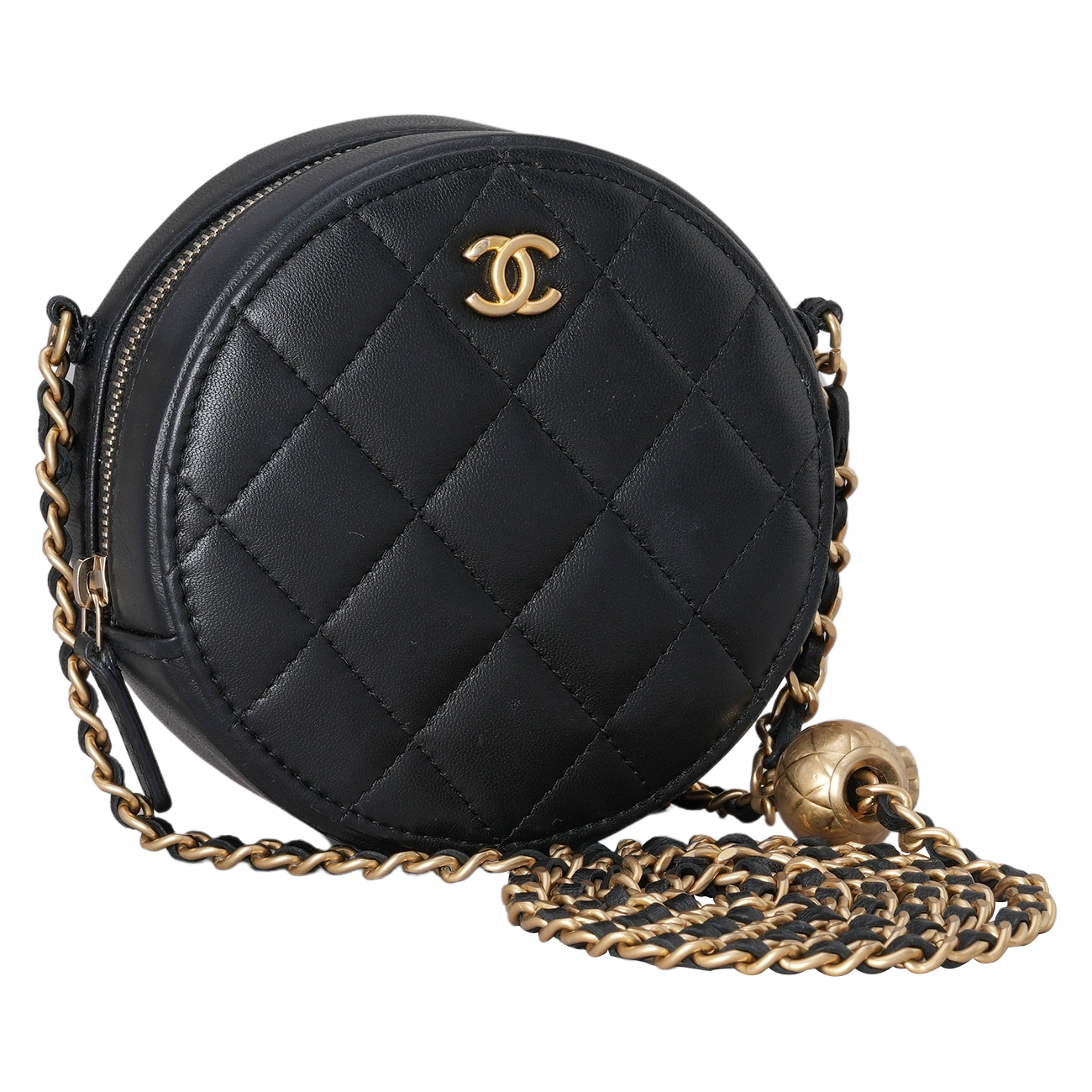 CHANEL(USED)샤넬 램스킨 라운드 골든볼 체인백