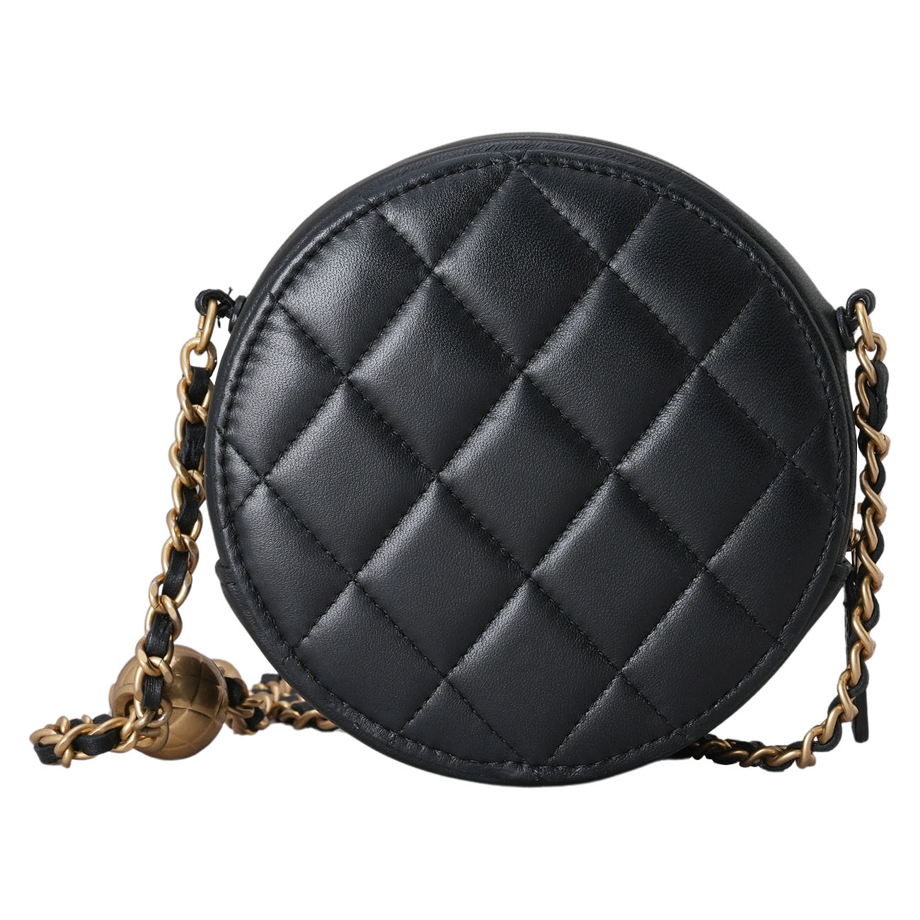 CHANEL(USED)샤넬 램스킨 라운드 골든볼 체인백