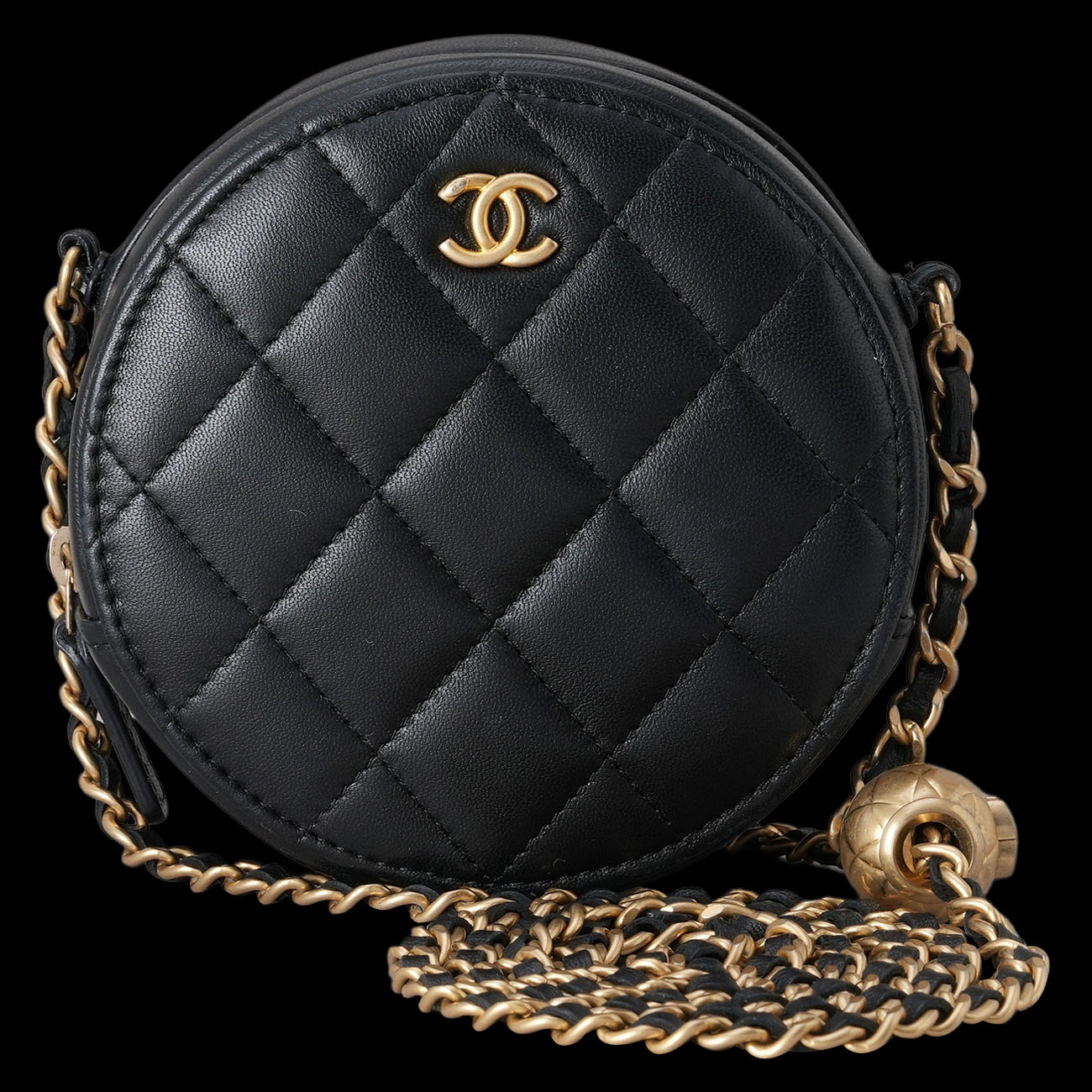 CHANEL(USED)샤넬 램스킨 라운드 골든볼 체인백