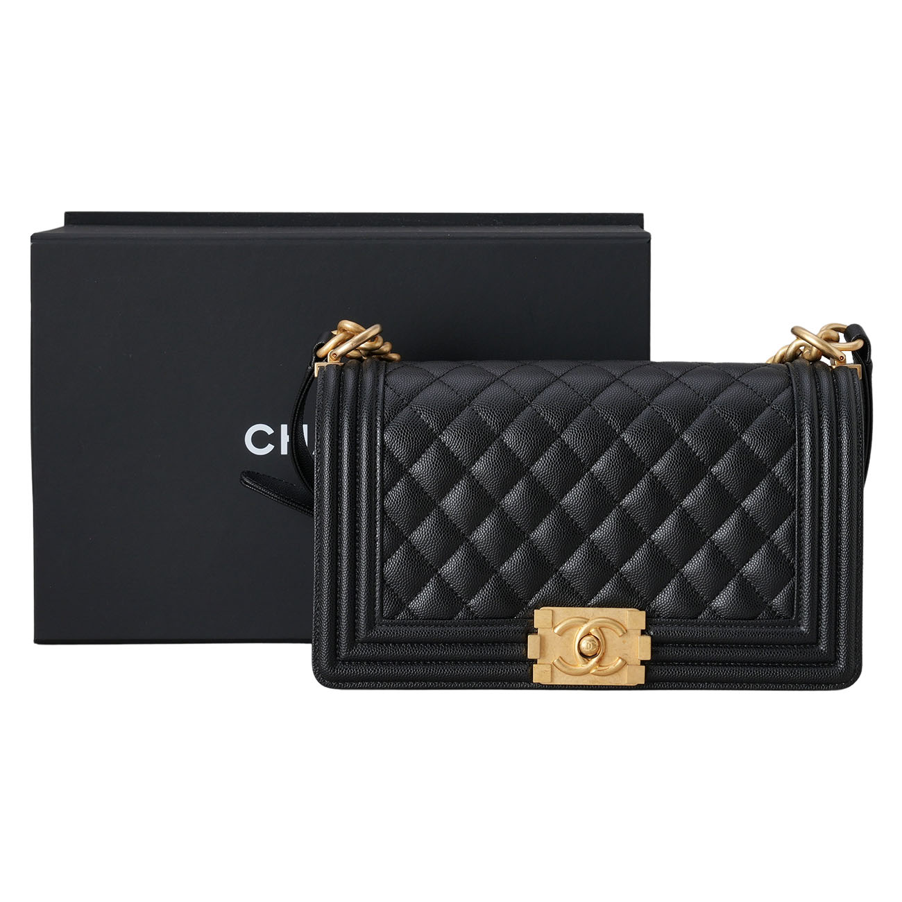 CHANEL(USED)샤넬 캐비어 보이샤넬 미듐 체인 숄더백