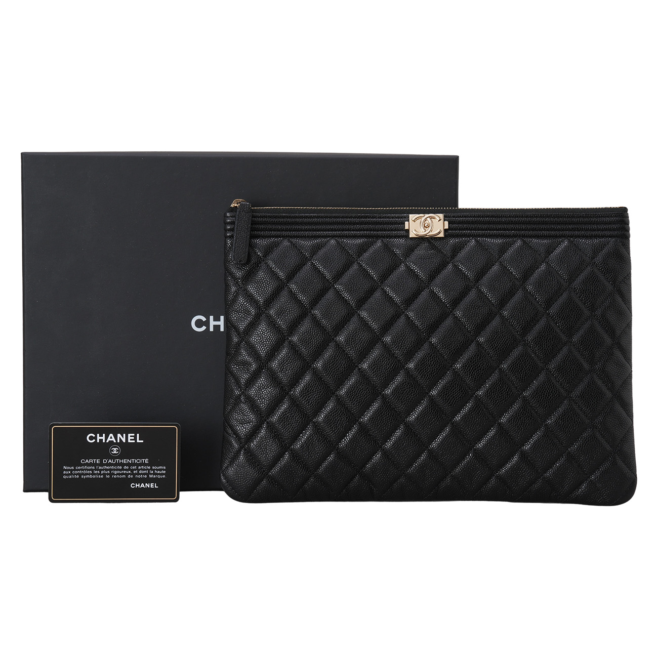 CHANEL(USED)샤넬 캐비어 보이샤넬 클러치 뉴미듐