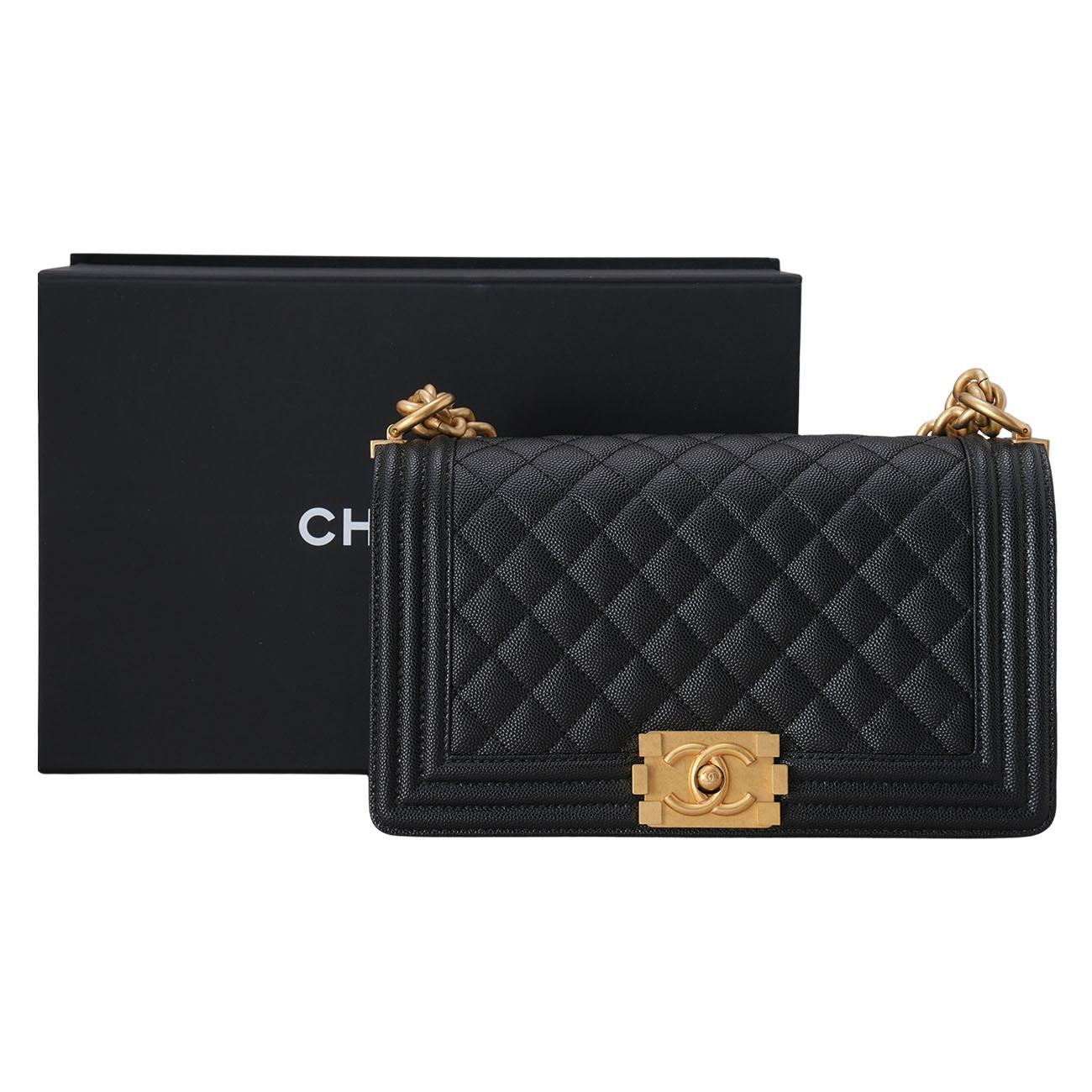 CHANEL(USED)샤넬 캐비어 보이샤넬 미듐 체인 숄더백