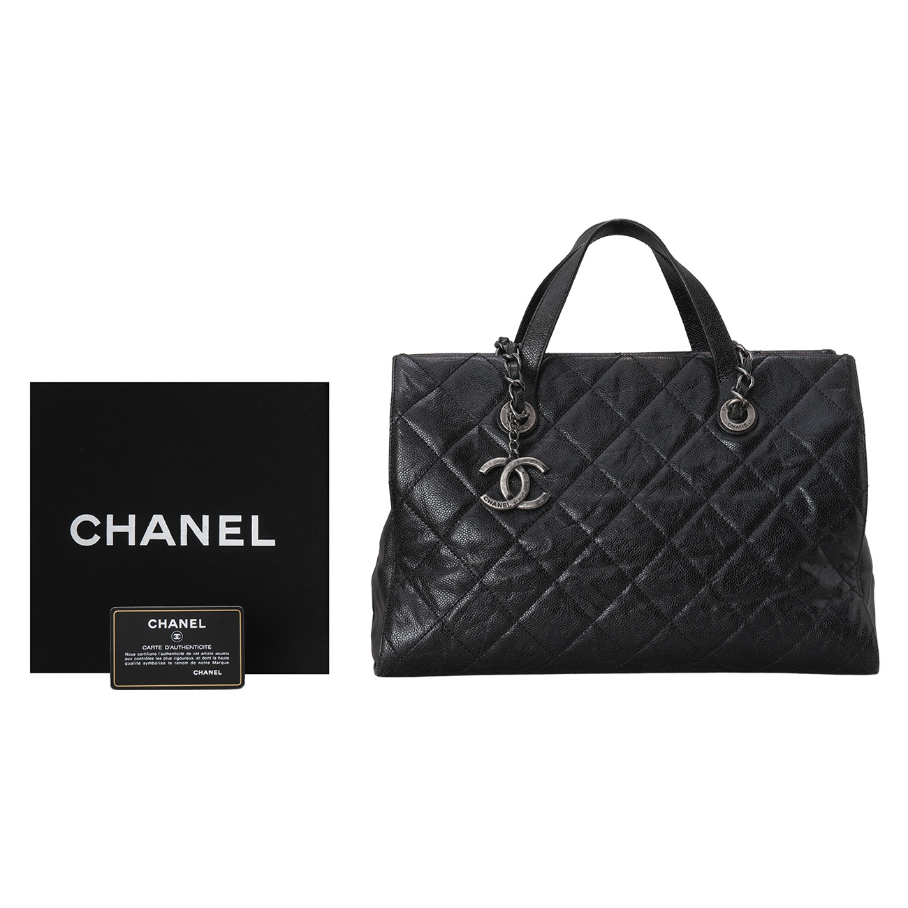 CHANEL(USED)샤넬 시즌 캐비어 탑핸들 숄더백