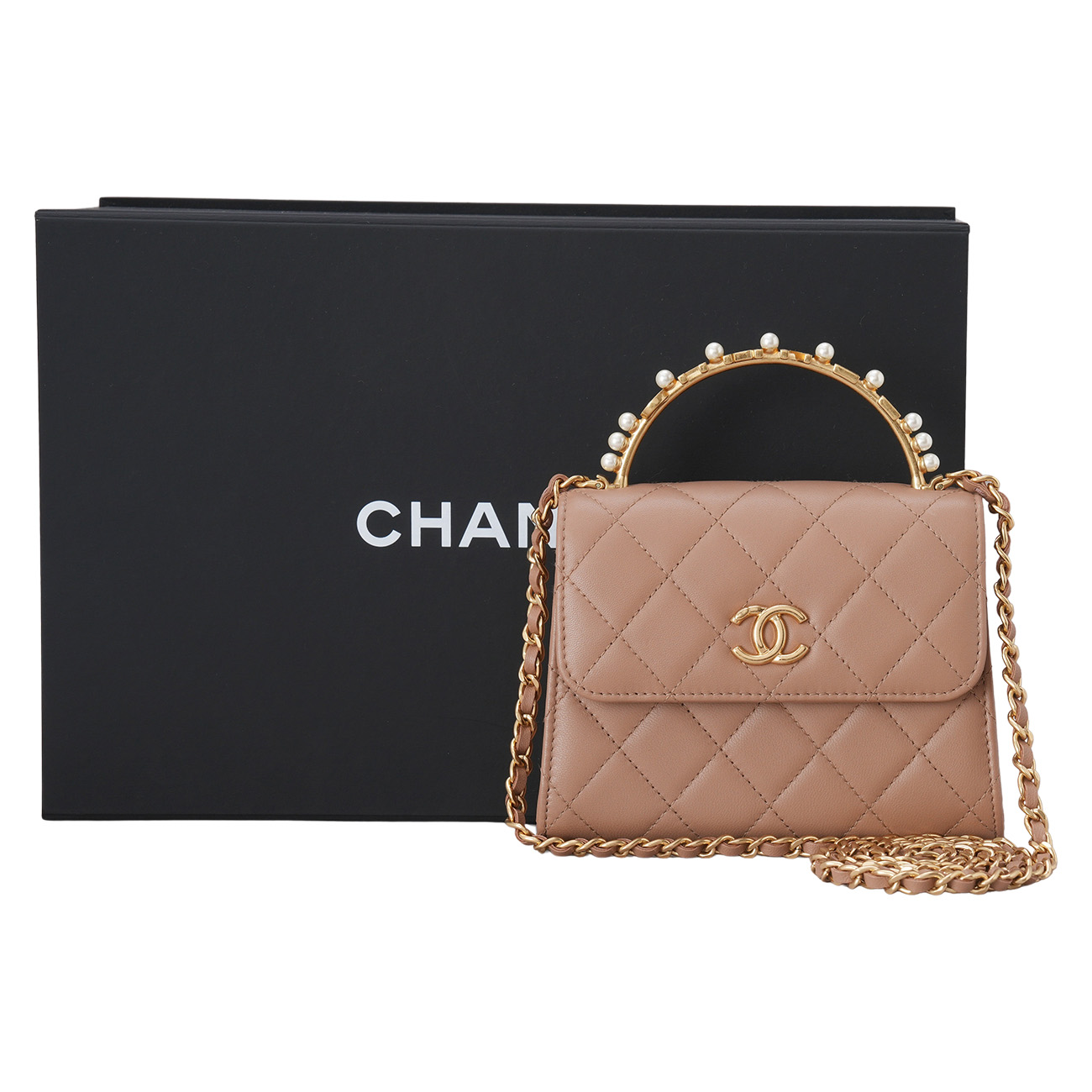 CHANEL(USED)샤넬 시즌 진주 탑핸들 체인 크로스백