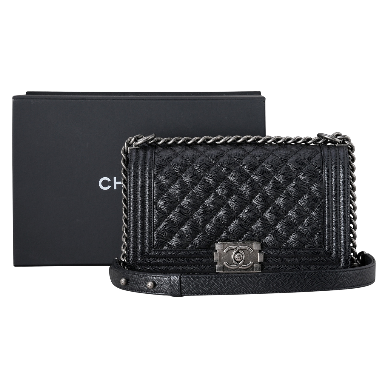 CHANEL(USED)샤넬 캐비어 보이샤넬 미듐 플랩백