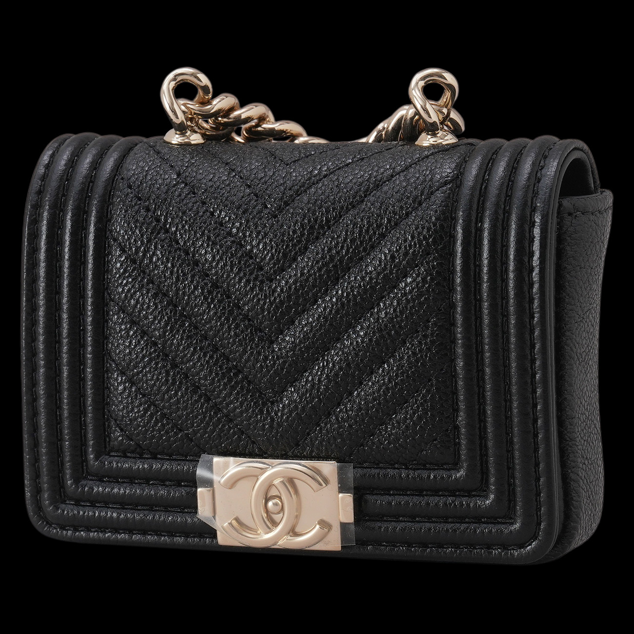 CHANEL(USED)샤넬 캐비어 쉐브론 보이샤넬 미니 크로스백