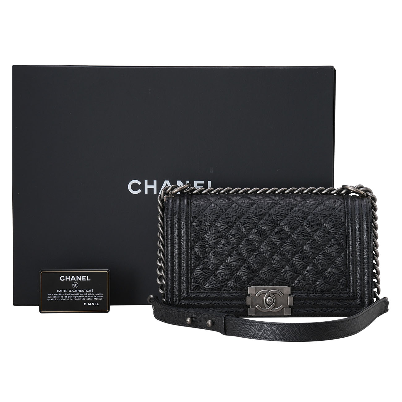 CHANEL(USED)샤넬 캐비어 보이샤넬 미듐 플랩백