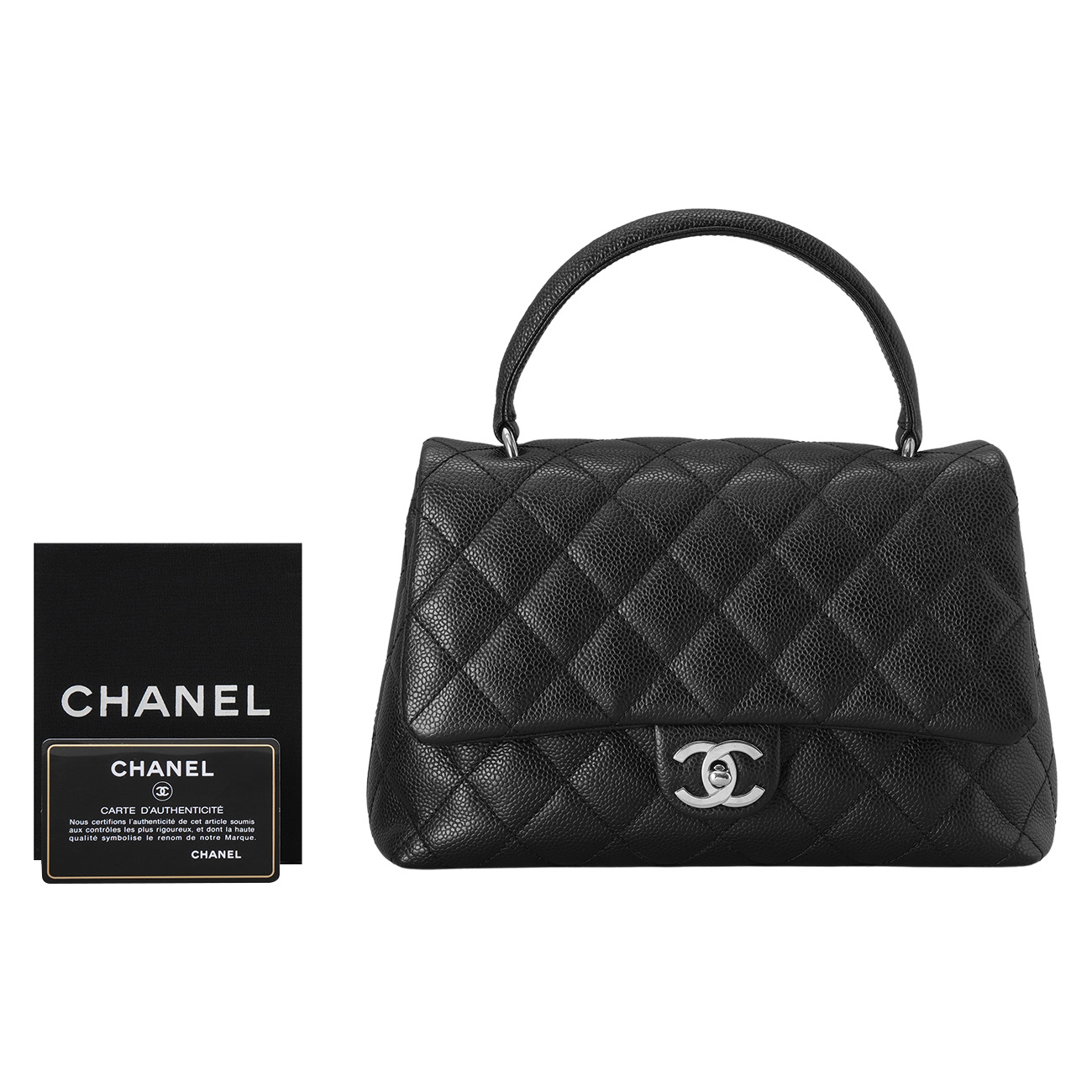 CHANEL(USED)샤넬 A29861 시즌 캐비어 CC로고 탑 핸들백