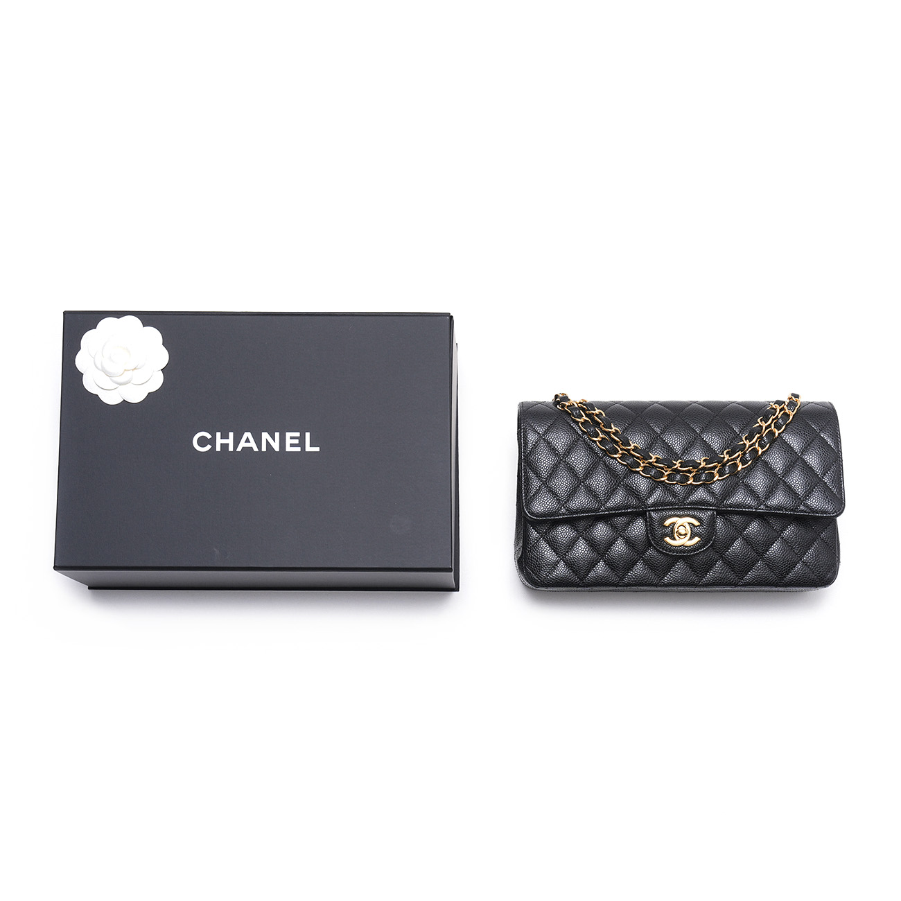 CHANEL(USED)샤넬 캐비어 클래식 미듐 플랩백 금장