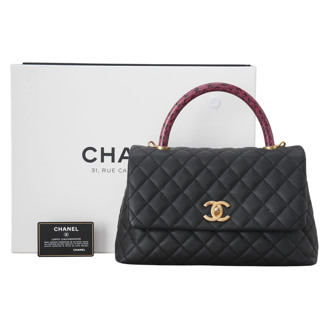 CHANEL(USED)샤넬 코코핸들 미듐 리자드 핸들 백