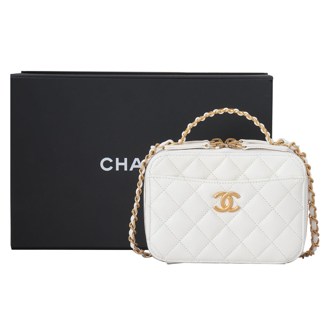 CHANEL(USED)샤넬 시즌 레터링 탑 핸들 코스메틱