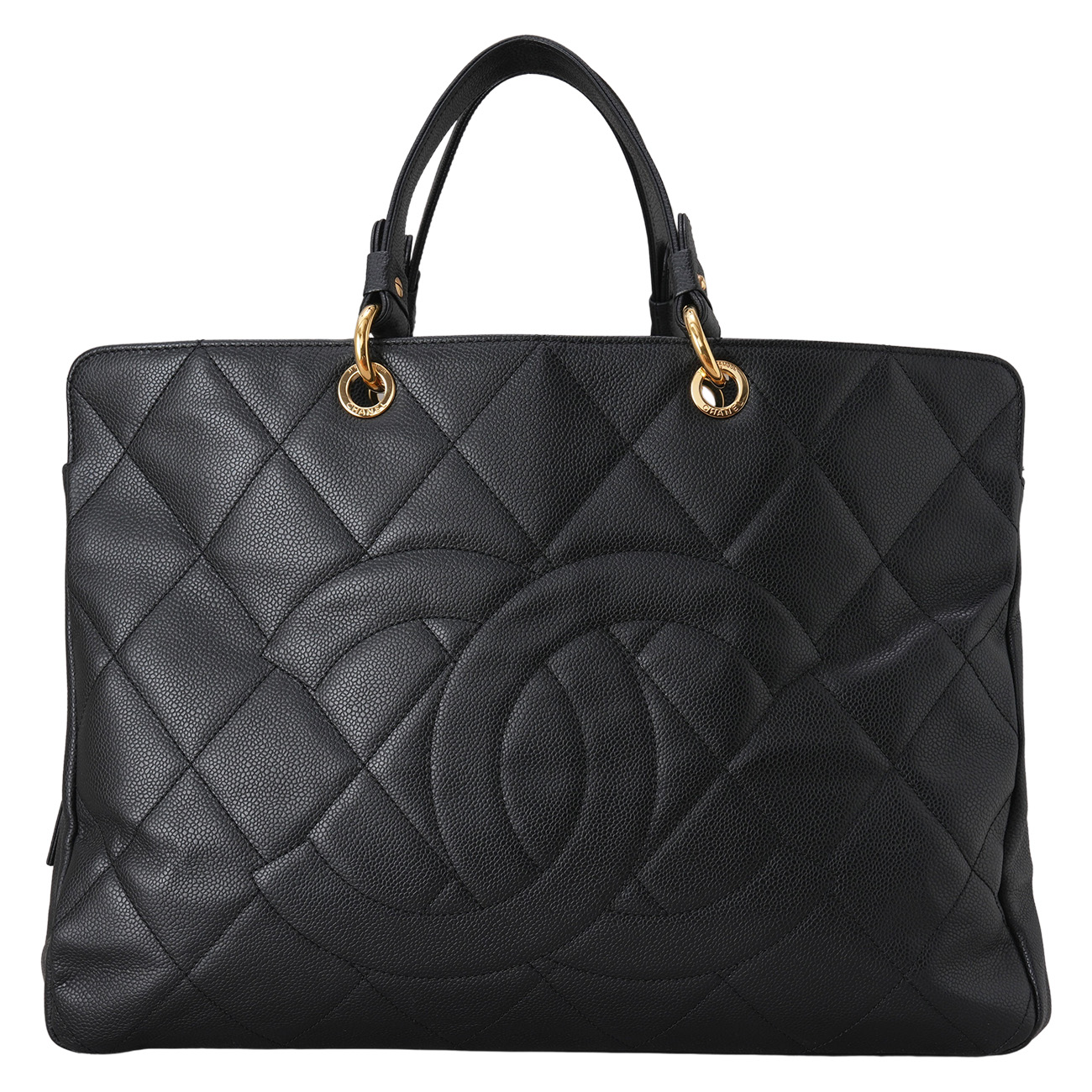 CHANEL(USED)샤넬 시즌 캐비어 CC로고 토트백