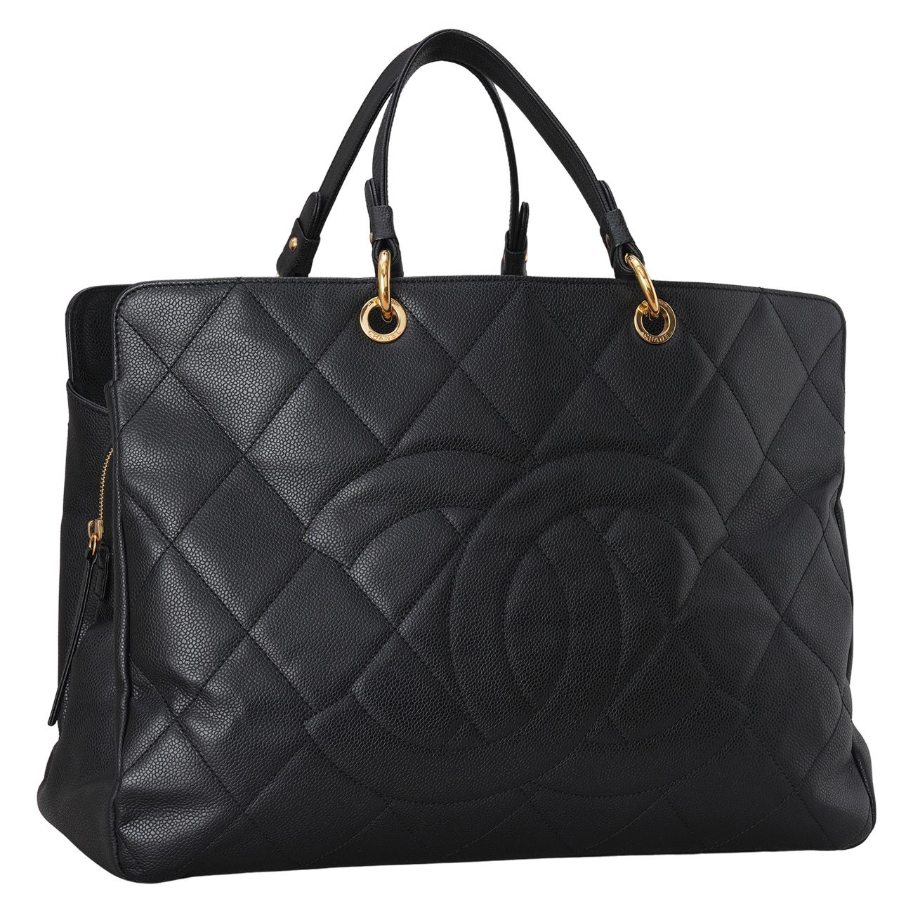 CHANEL(USED)샤넬 시즌 캐비어 CC로고 토트백