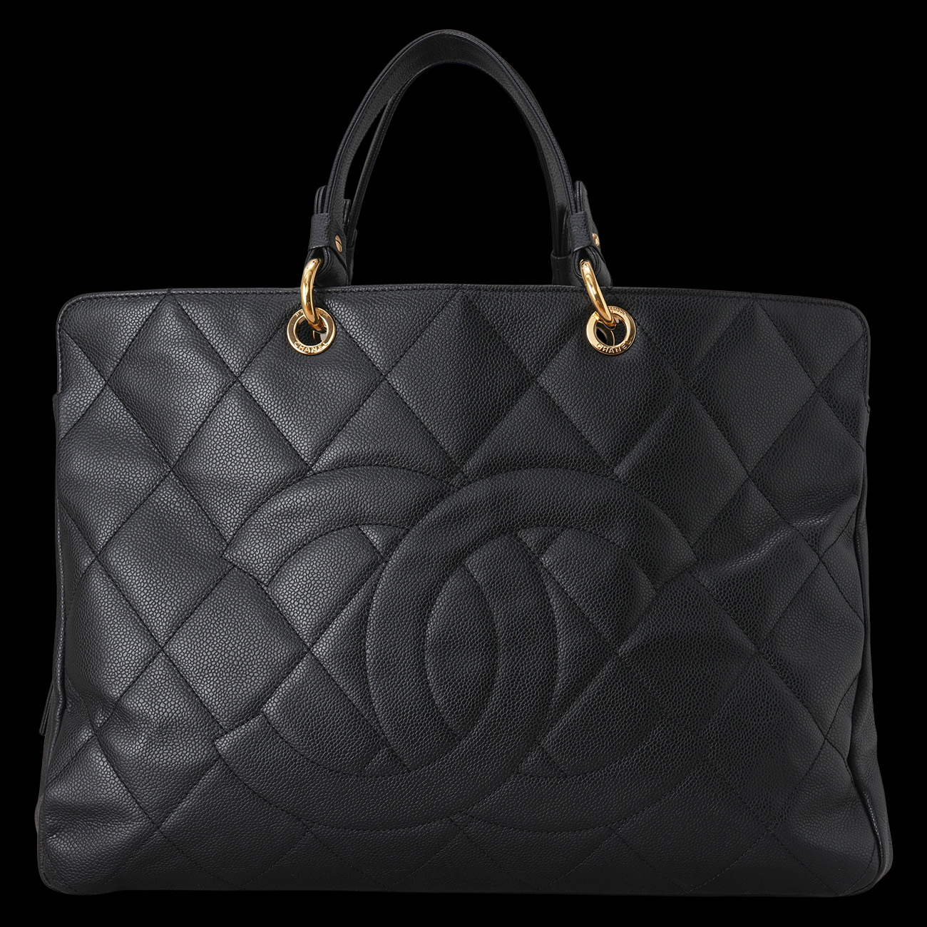 CHANEL(USED)샤넬 시즌 캐비어 CC로고 토트백