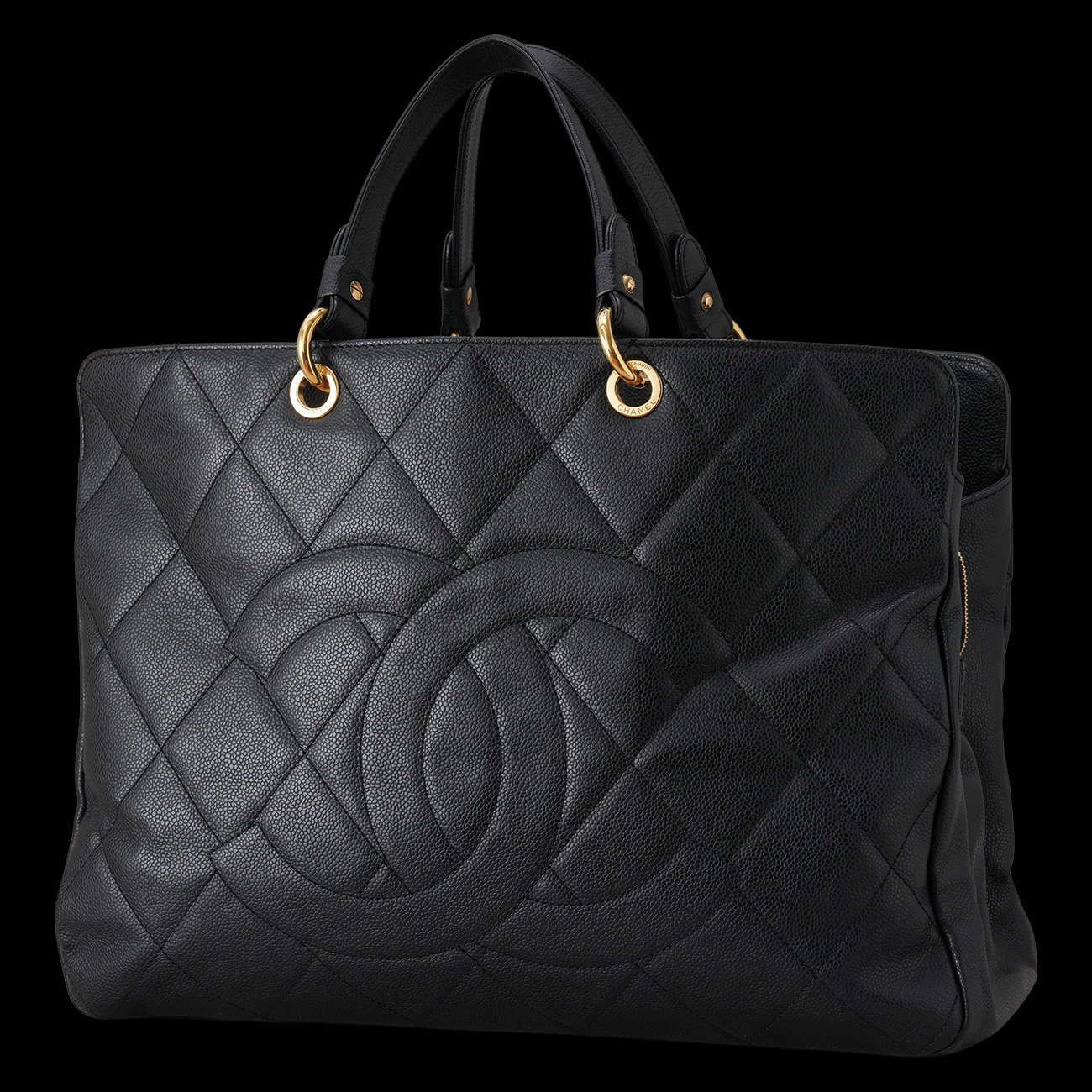 CHANEL(USED)샤넬 시즌 캐비어 CC로고 토트백