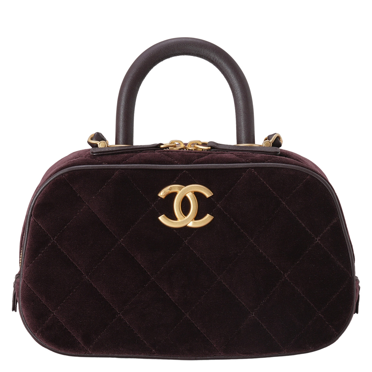 CHANEL(USED)샤넬 시즌 스웨이드 탑핸들 미니 볼링백