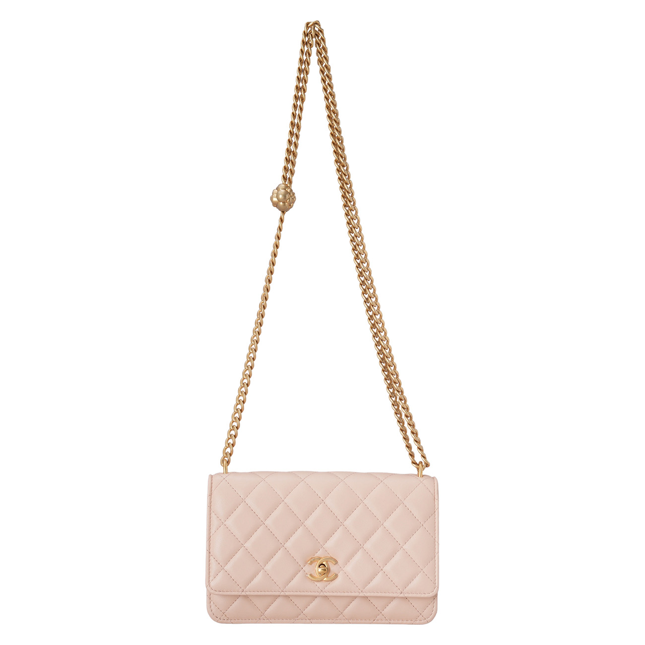 CHANEL(USED)샤넬 AP3297 램스킨 턴락 WOC 까멜리아볼