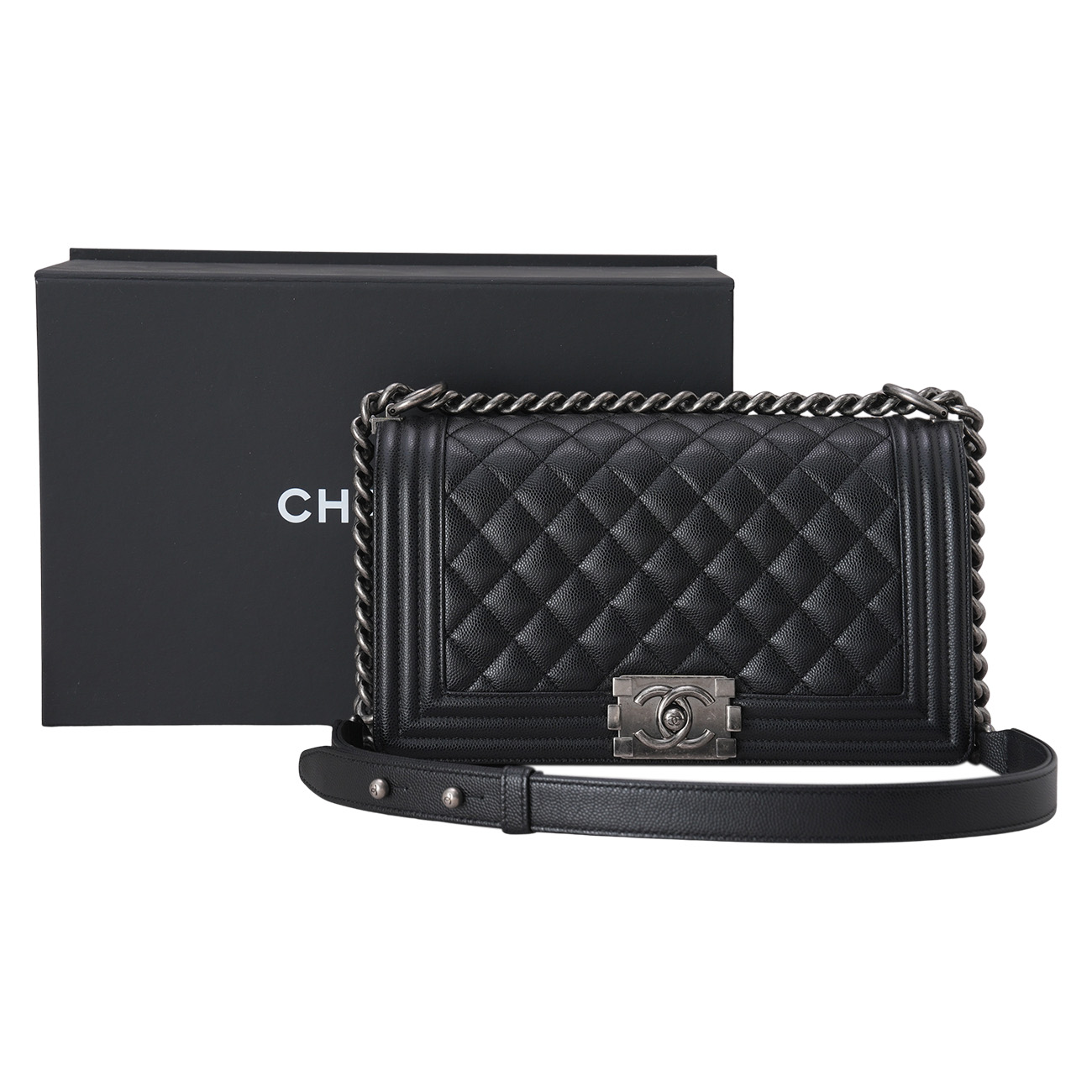 CHANEL(USED)샤넬 A67086 캐비어 보이샤넬 미듐