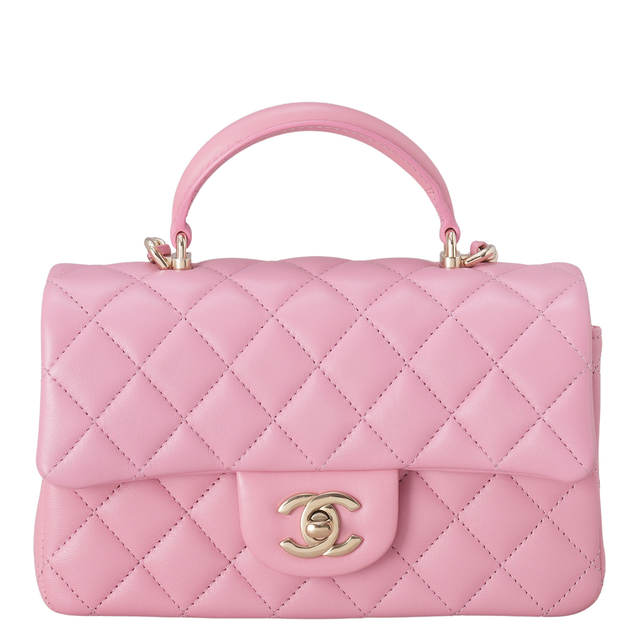 CHANEL(USED)샤넬 AS2431 램스킨 뉴미니 탑핸들