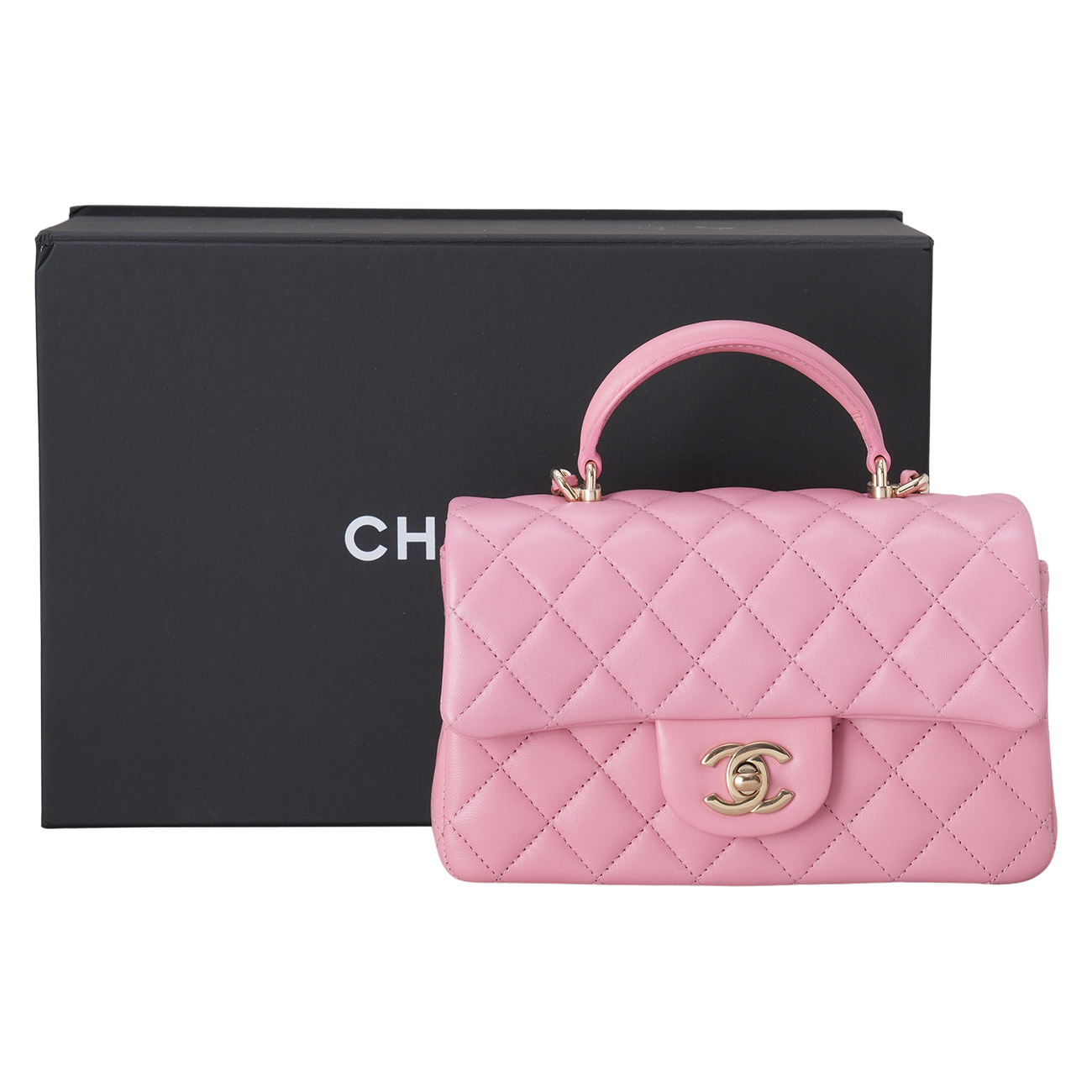 CHANEL(USED)샤넬 AS2431 램스킨 뉴미니 탑핸들