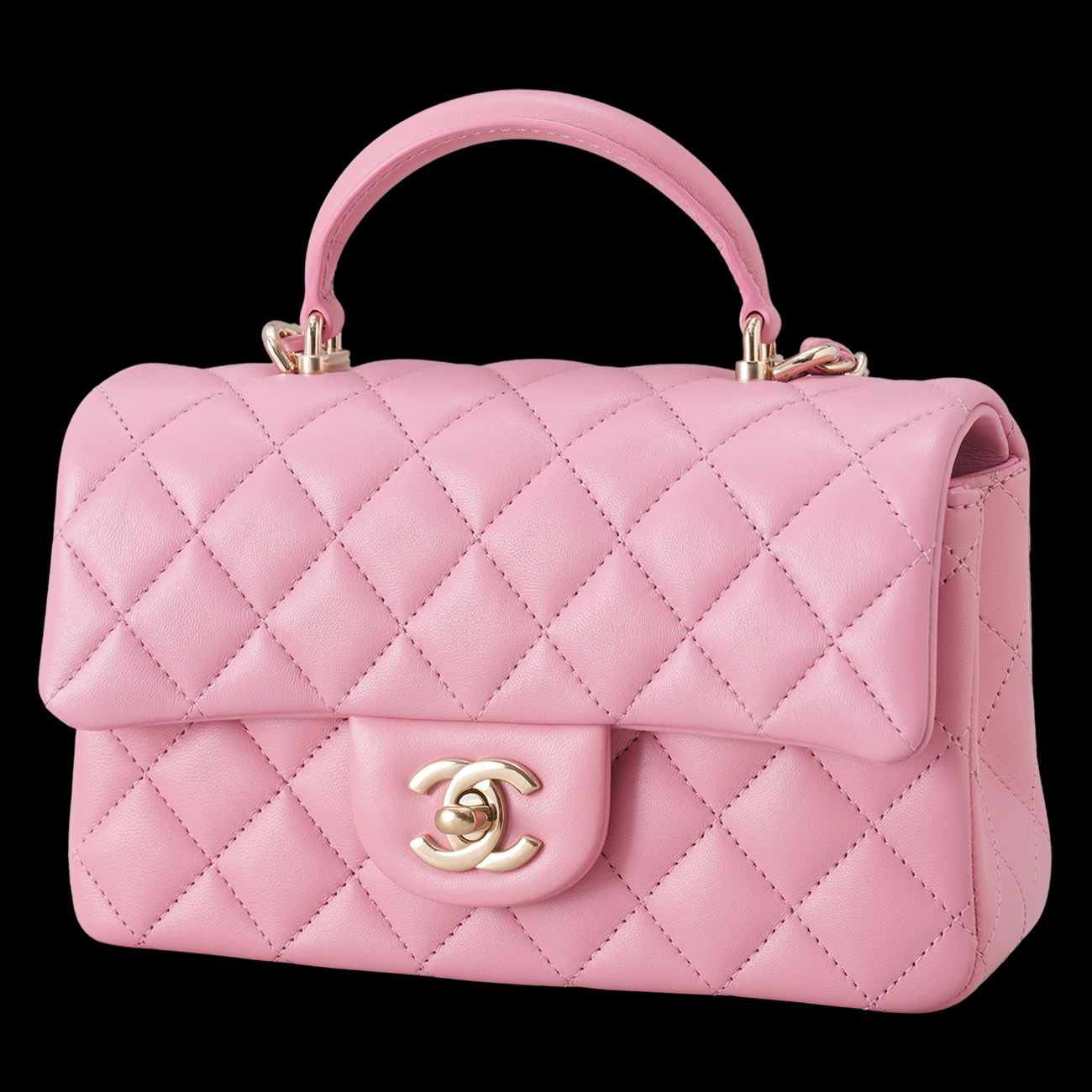 CHANEL(USED)샤넬 AS2431 램스킨 뉴미니 탑핸들