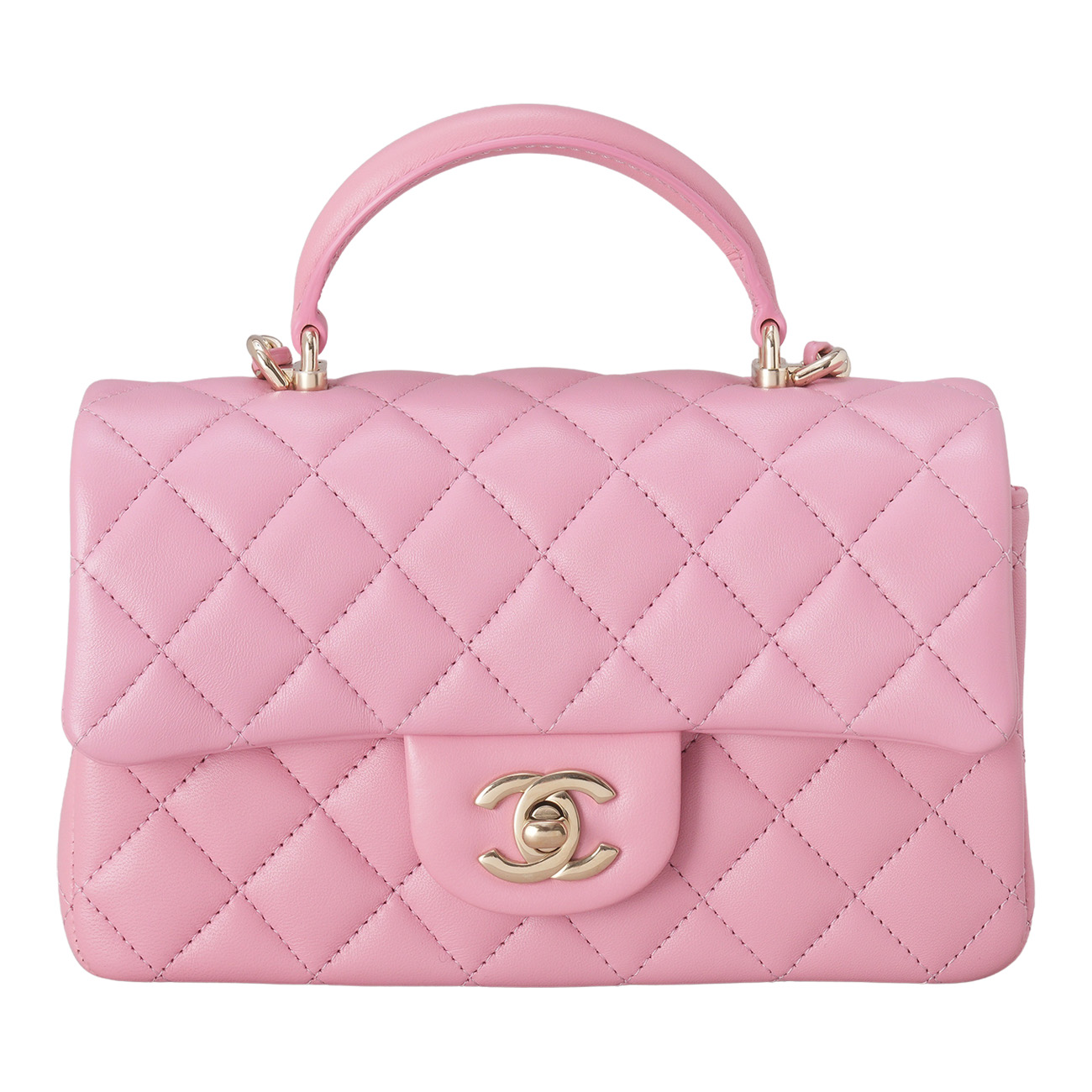 CHANEL(USED)샤넬 AS2431 램스킨 뉴미니 탑핸들