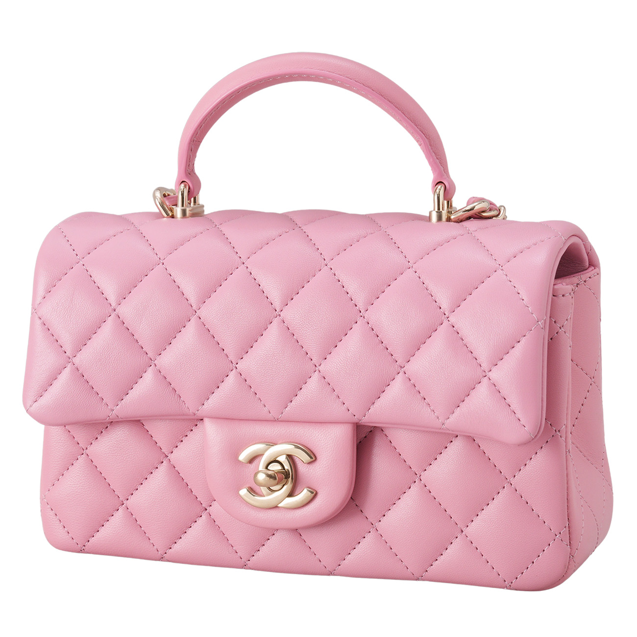 CHANEL(USED)샤넬 AS2431 램스킨 뉴미니 탑핸들