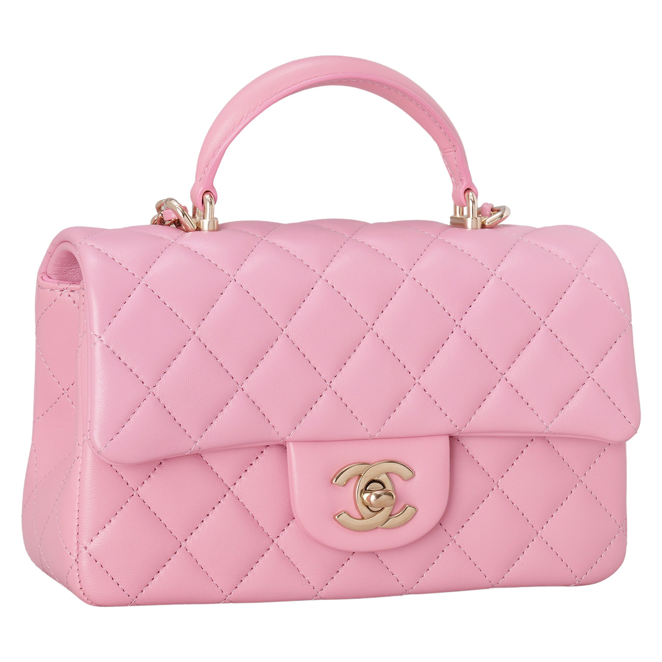 CHANEL(USED)샤넬 AS2431 램스킨 뉴미니 탑핸들