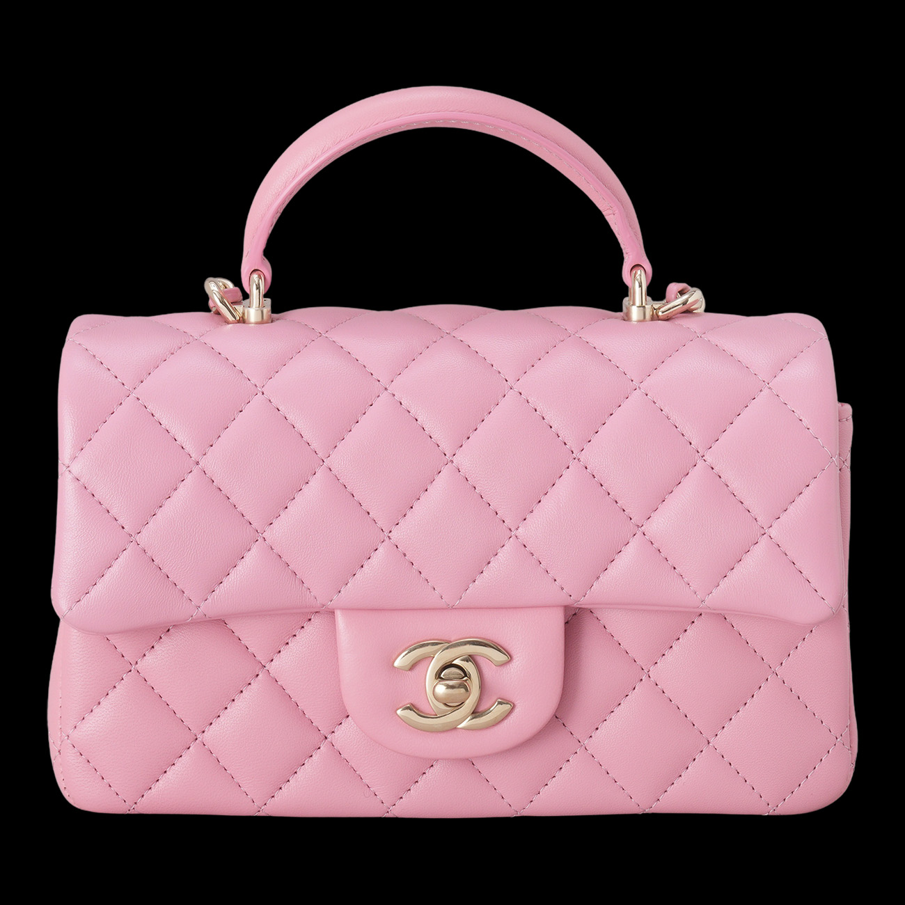 CHANEL(USED)샤넬 AS2431 램스킨 뉴미니 탑핸들