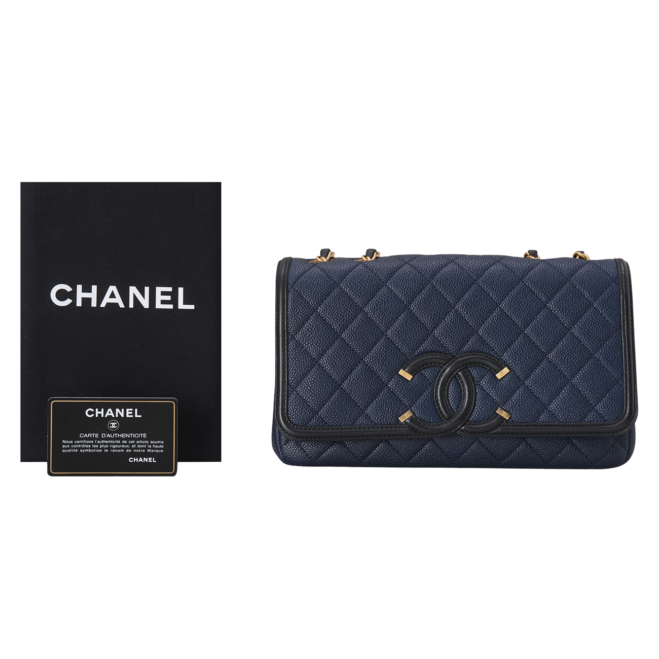 CHANEL(USED)샤넬 시즌 캐비어 CC로고 체인 플랩백