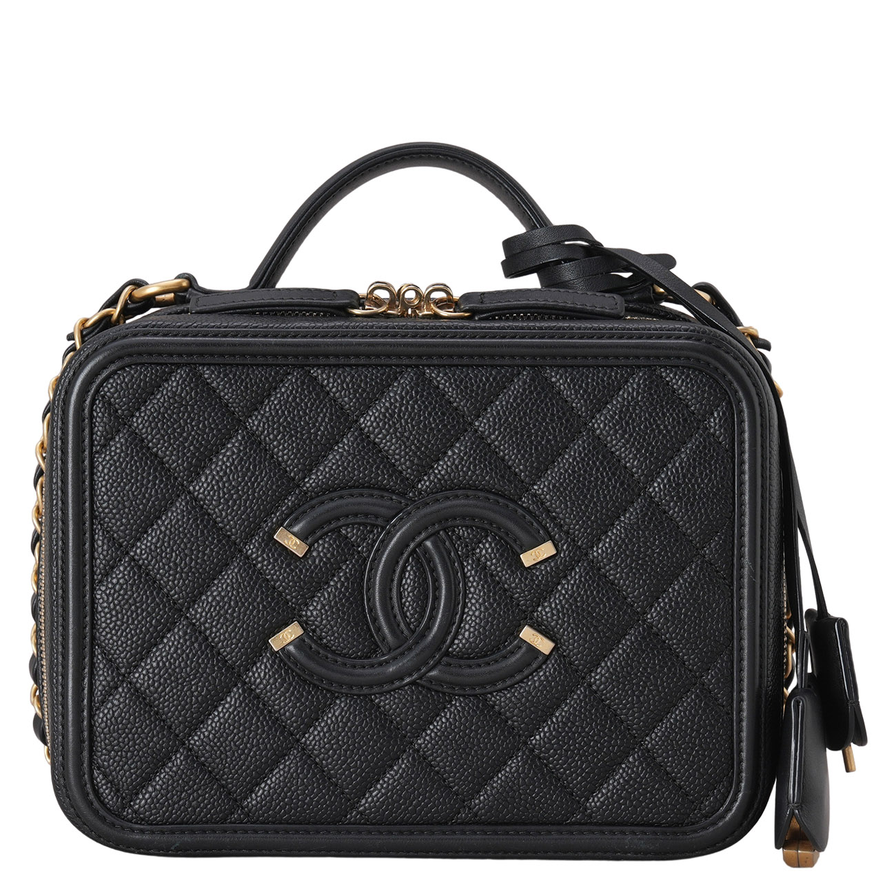 CHANEL(USED)샤넬 캐비어 탑핸들 코스메틱 케이스