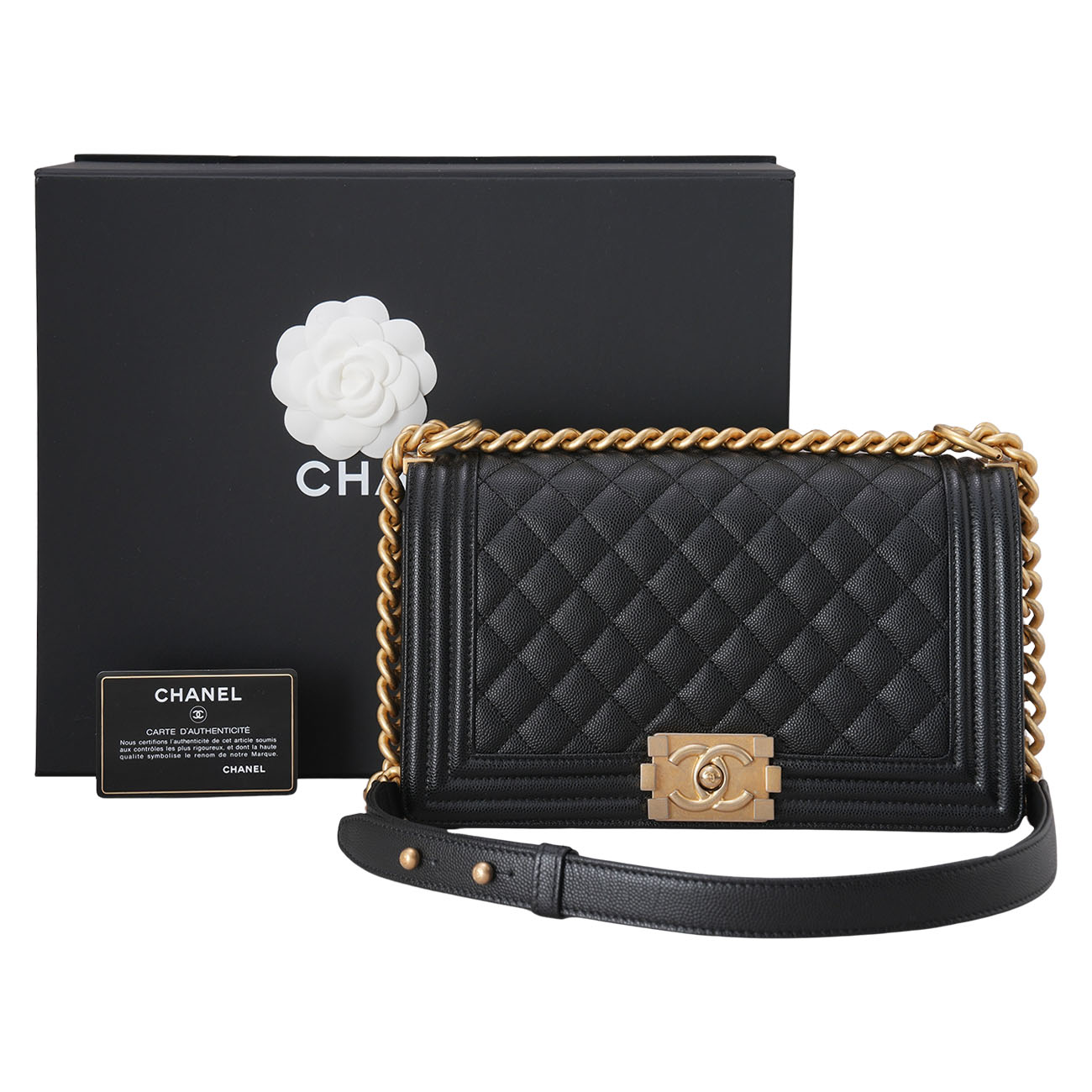 CHANEL(USED)샤넬 캐비어 보이샤넬 미둠 플랩백