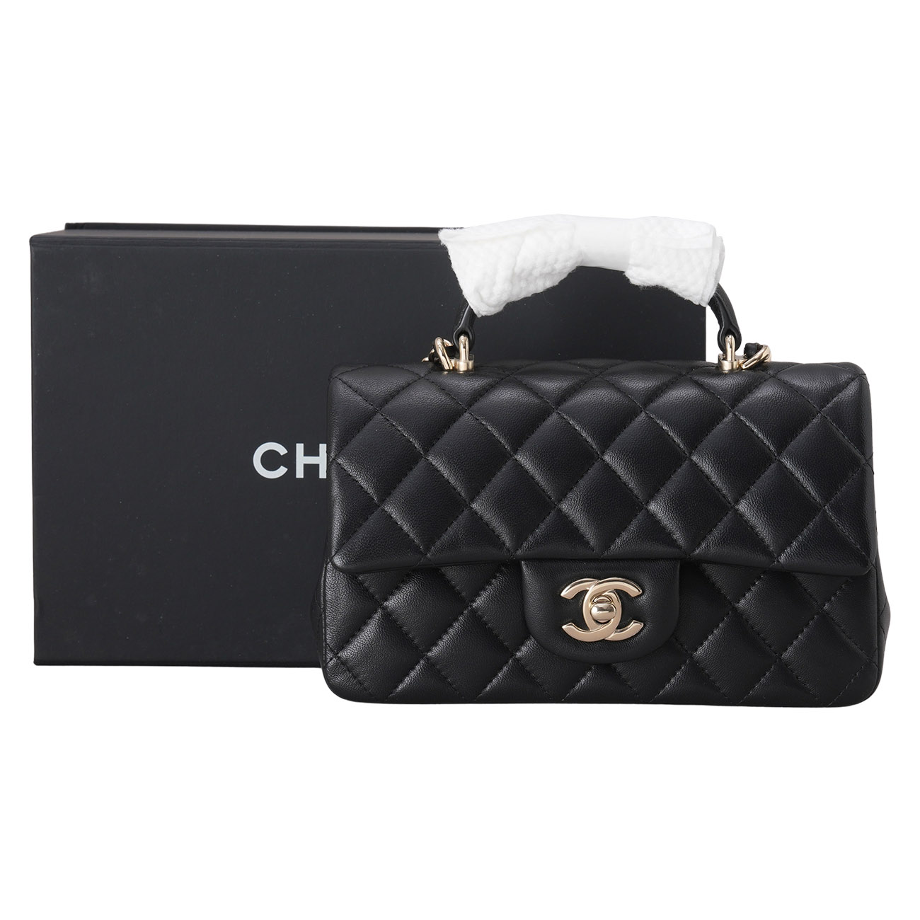 CHANEL(USED)샤넬 램스킨 뉴미니 탑핸들 크로스백