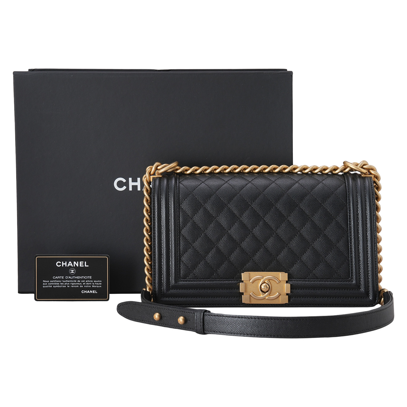 CHANEL(USED)샤넬 캐비어 보이샤넬 미듐 플랩백