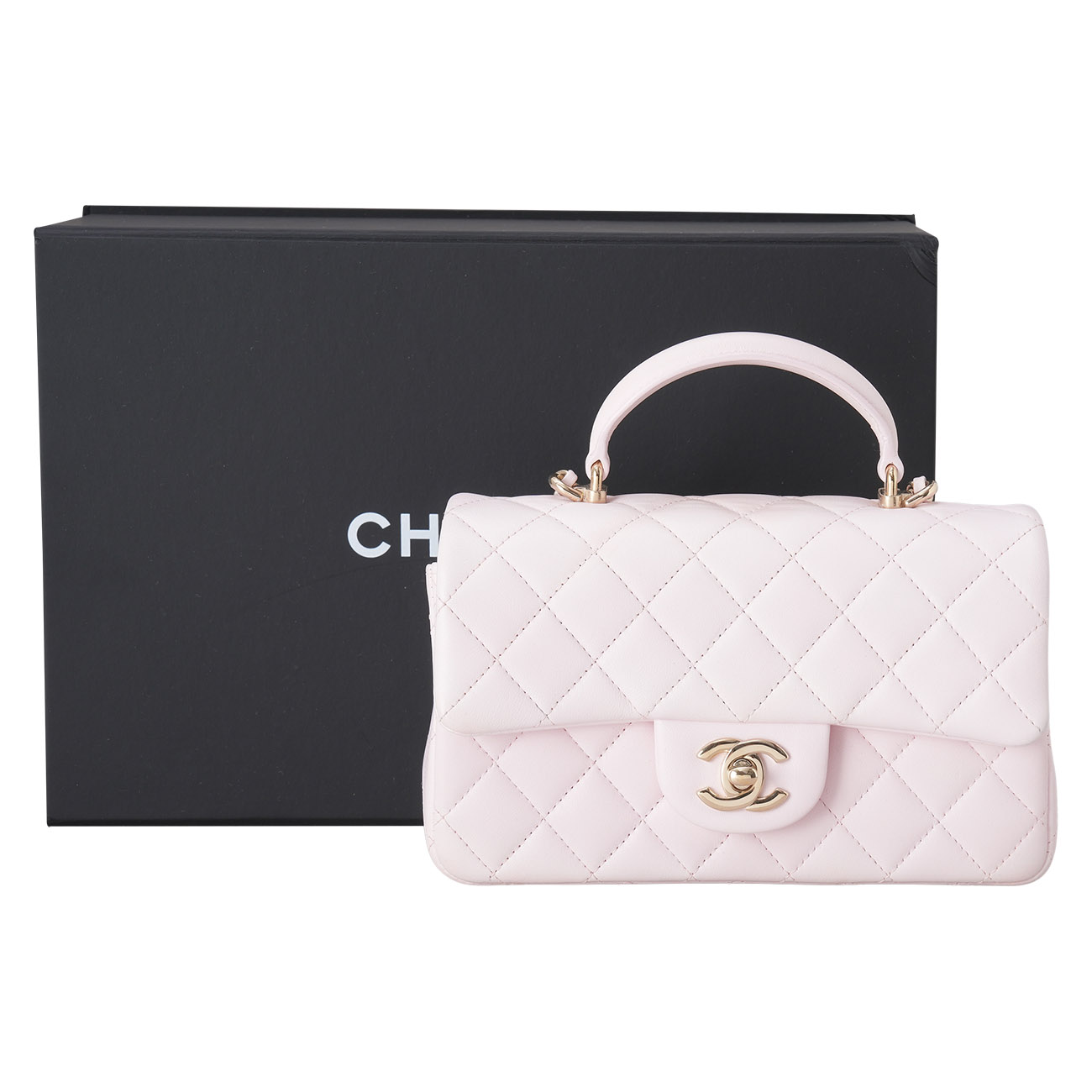 CHANEL(USED)샤넬 AS2431 램스킨 탑핸들 뉴미니 크로스백