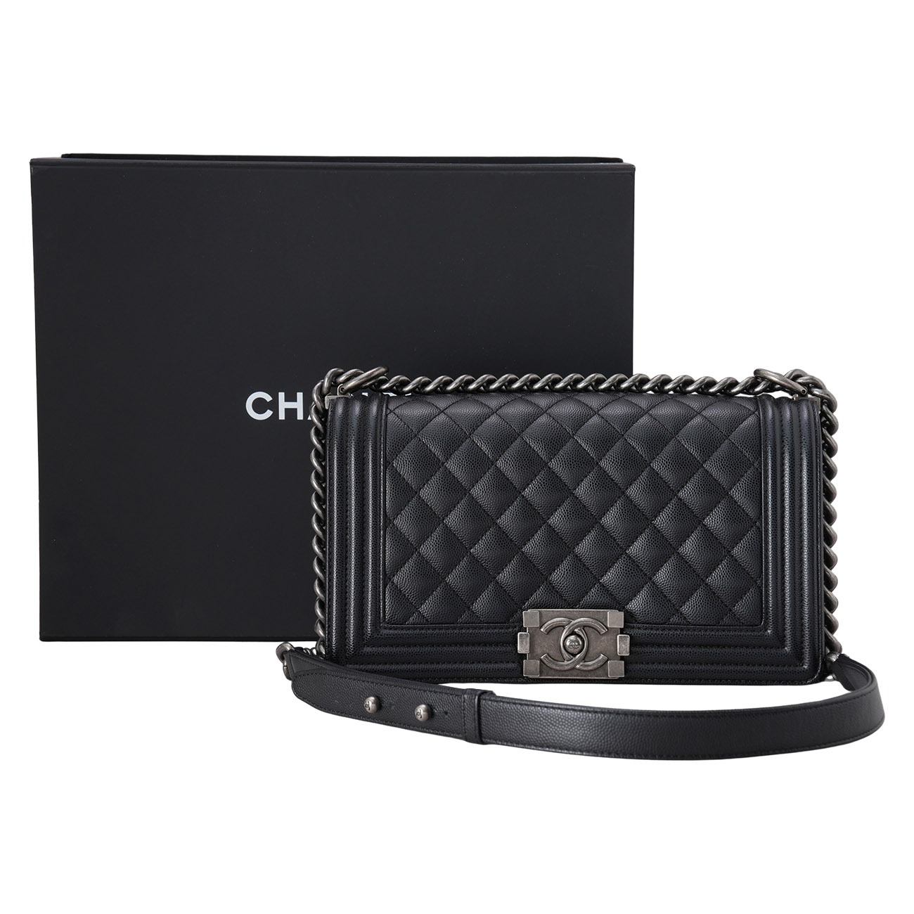 CHANEL(USED)샤넬 캐비어 보이샤넬 미듐 플랩백