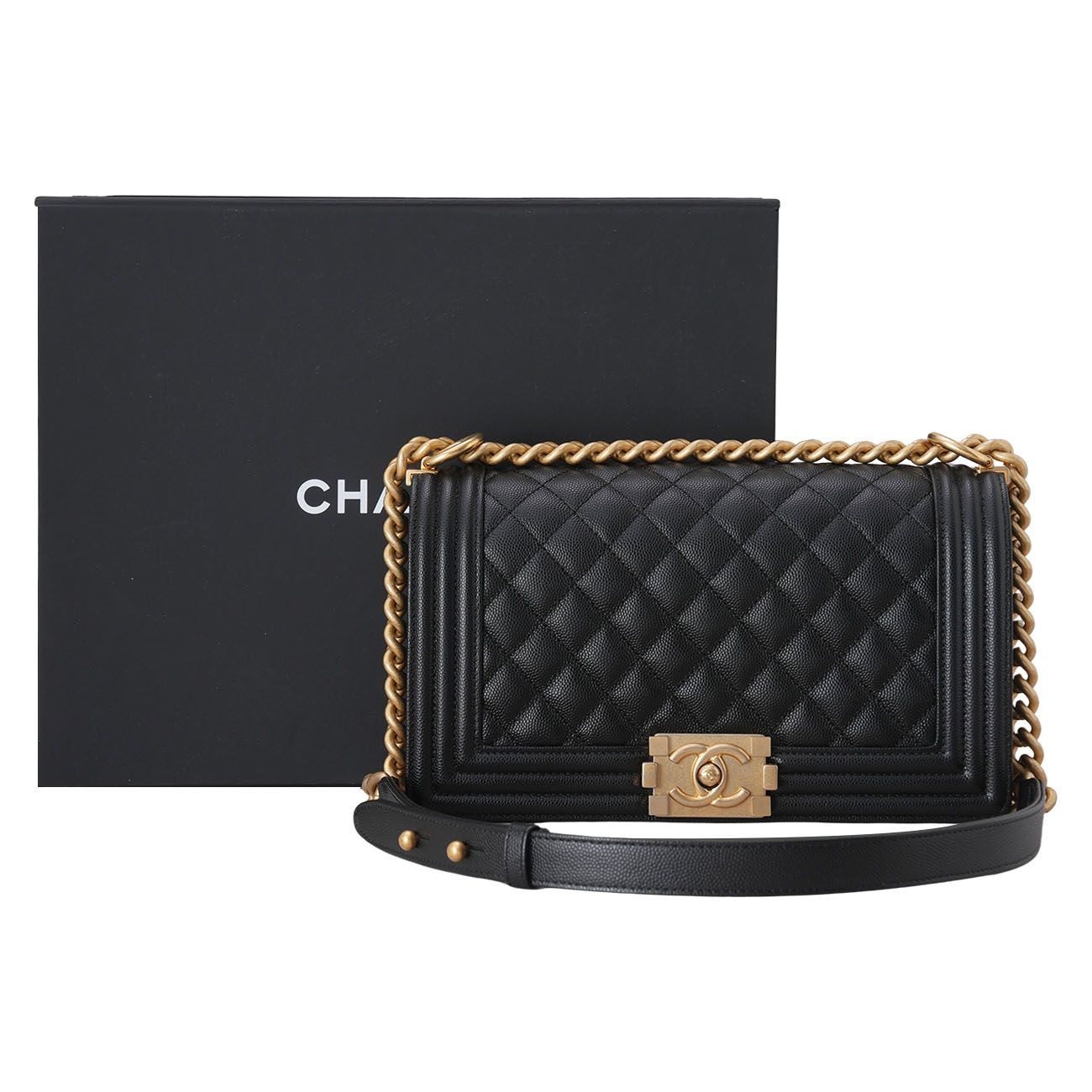 CHANEL(USED)샤넬 캐비어 보이샤넬 미듐 플랩백