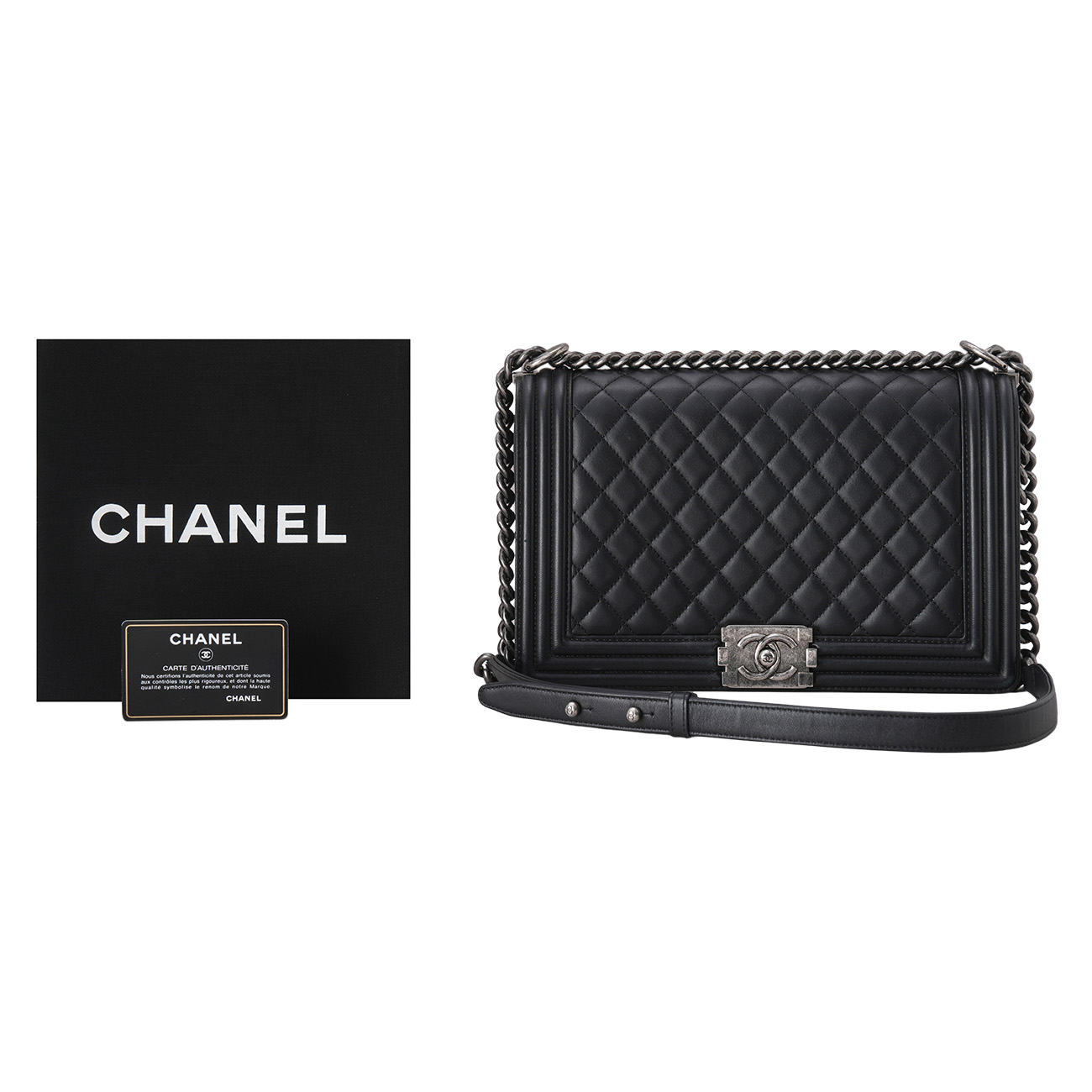 CHANEL(USED)샤넬 A92193 램스킨 보이샤넬 뉴미듐 플랩백