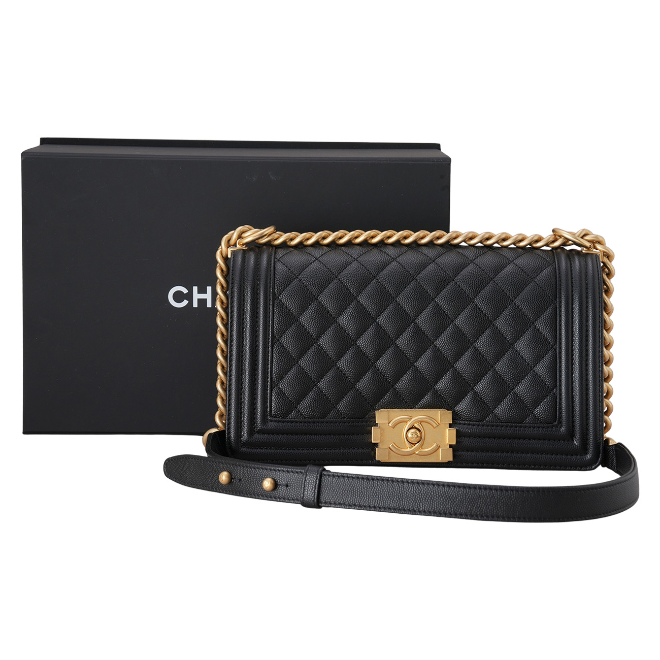 CHANEL(USED)샤넬 캐비어 보이샤넬 미듐 플랩백