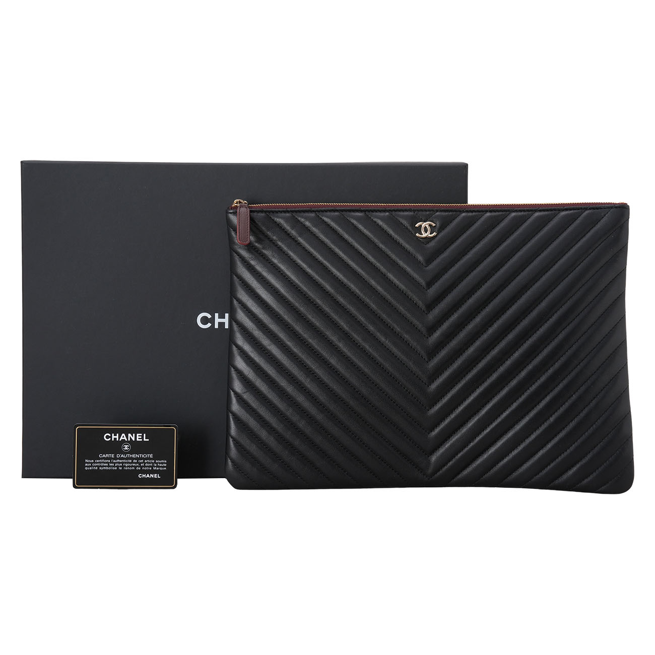 CHANEL(USED)샤넬 A82552 램스킨 쉐브론 클래식 클러치 라지