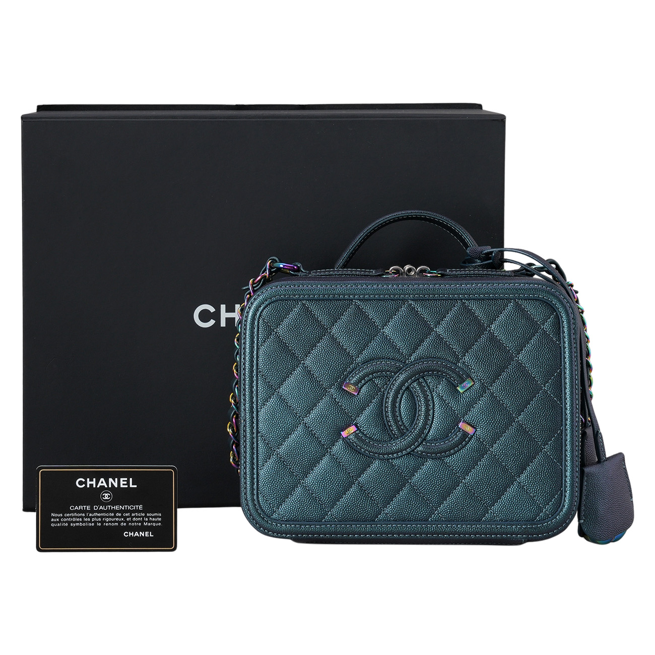 CHANEL(USED)샤넬 A93343 캐비어 코스메틱 탑핸들 숄더백