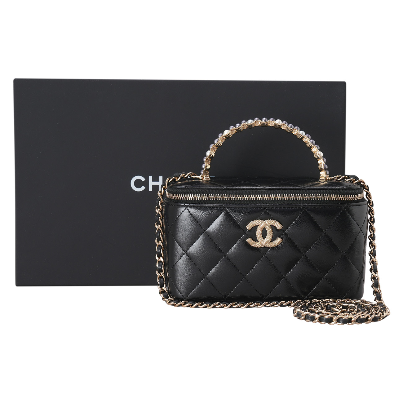 CHANEL(USED)샤넬 시즌 베니티 탑핸들 체인 크로스백