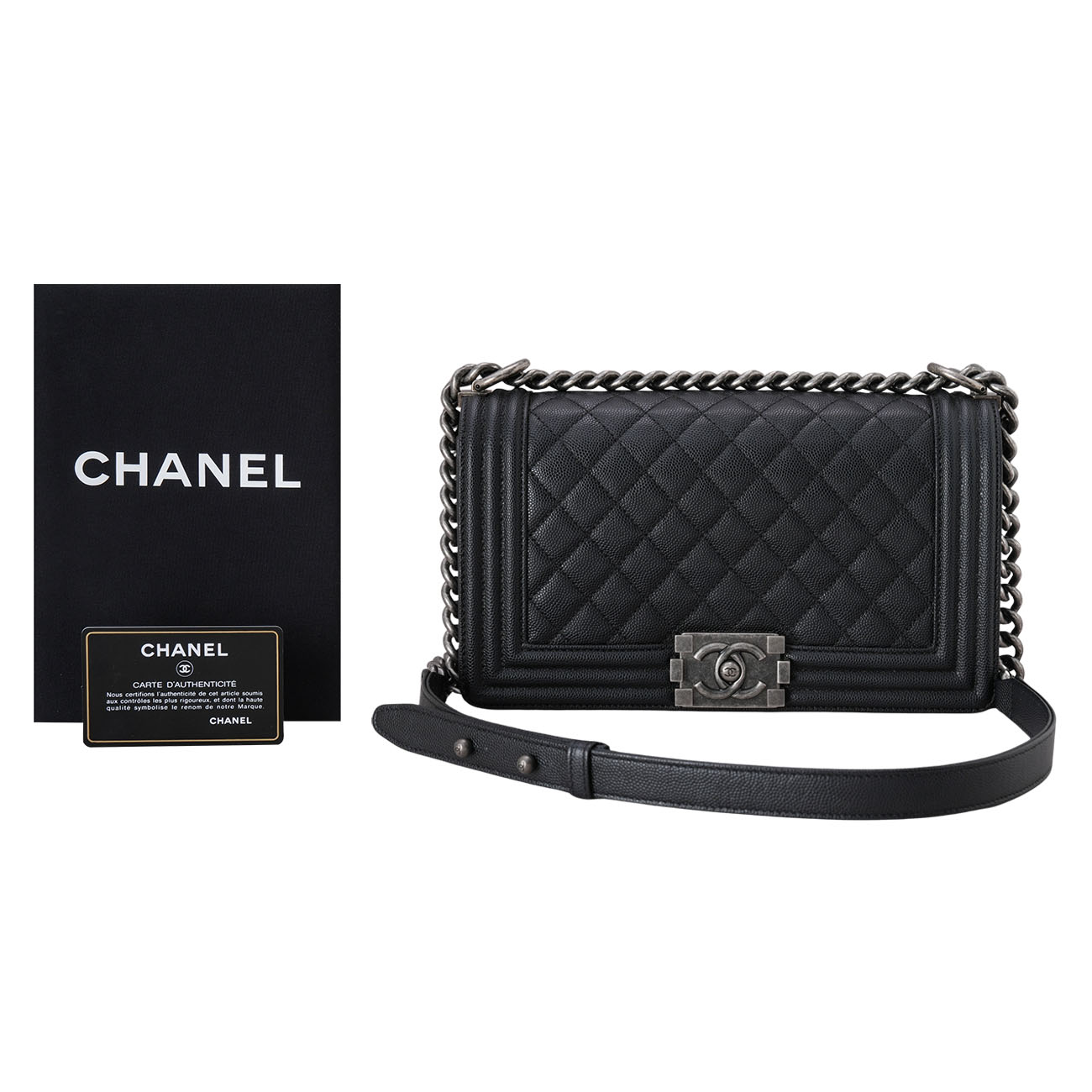 CHANEL(USED)샤넬 캐비어 보이샤넬 미듐 플랩백