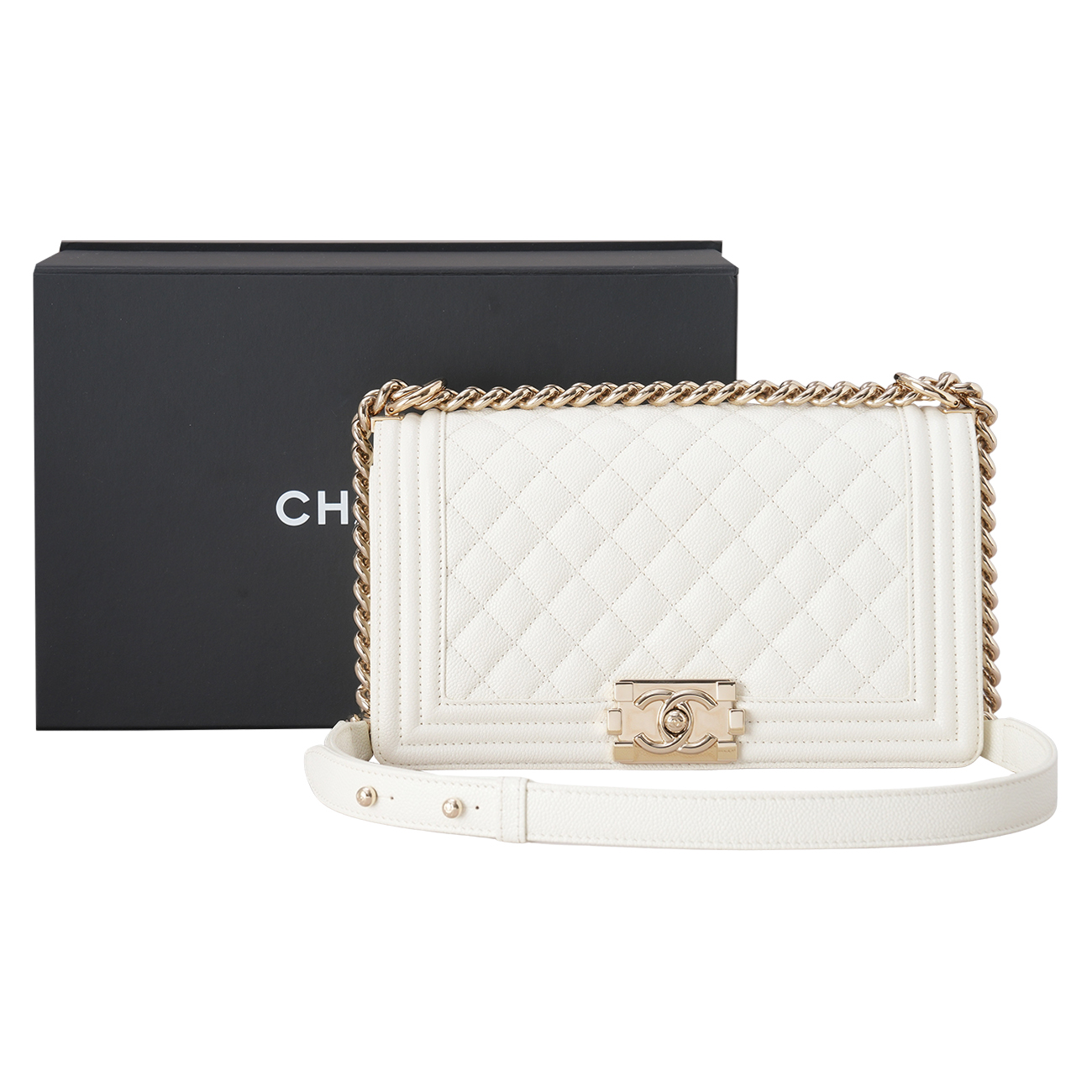 CHANEL(USED)샤넬 캐비어 보이샤넬 미듐