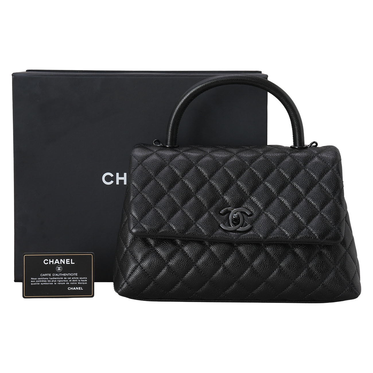 CHANEL(USED)샤넬 캐비어 코코핸들 미듐 (블랙)